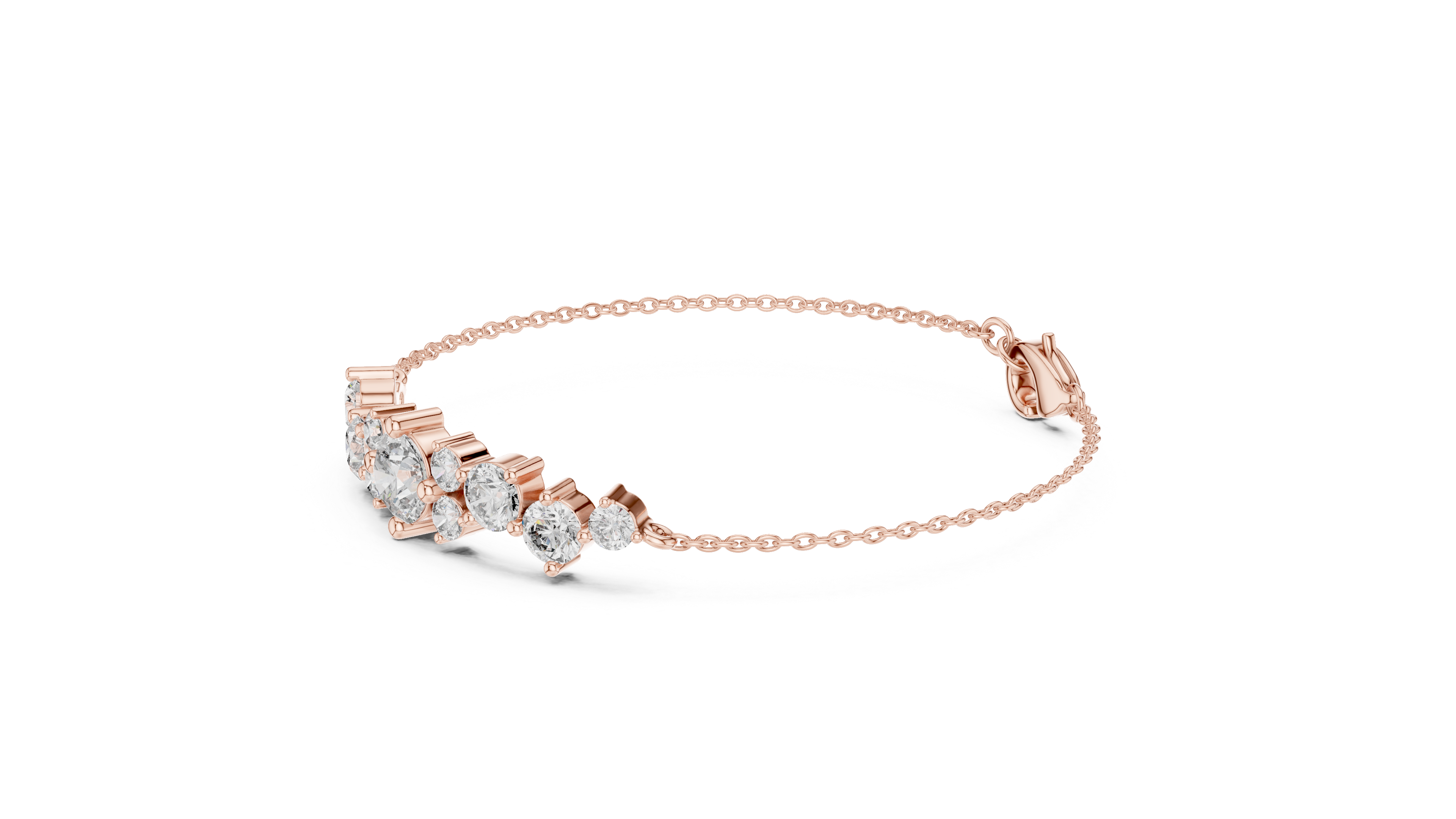 Bracelet with Sparkling Round Diamond Cluster on a Fine Chain