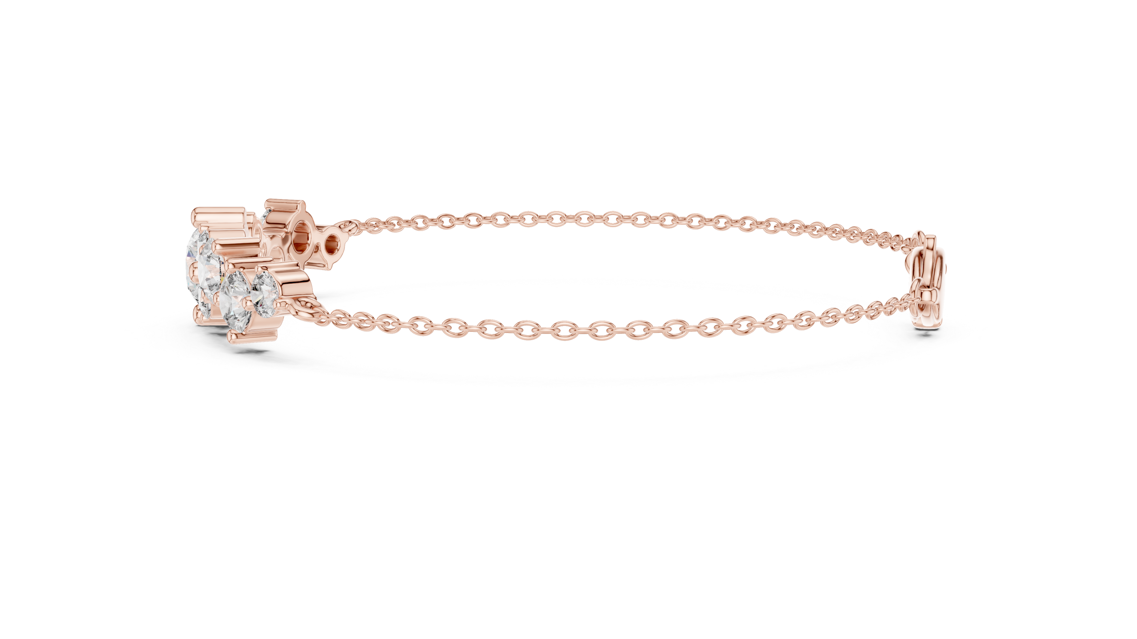 Bracelet with Sparkling Round Diamond Cluster on a Fine Chain