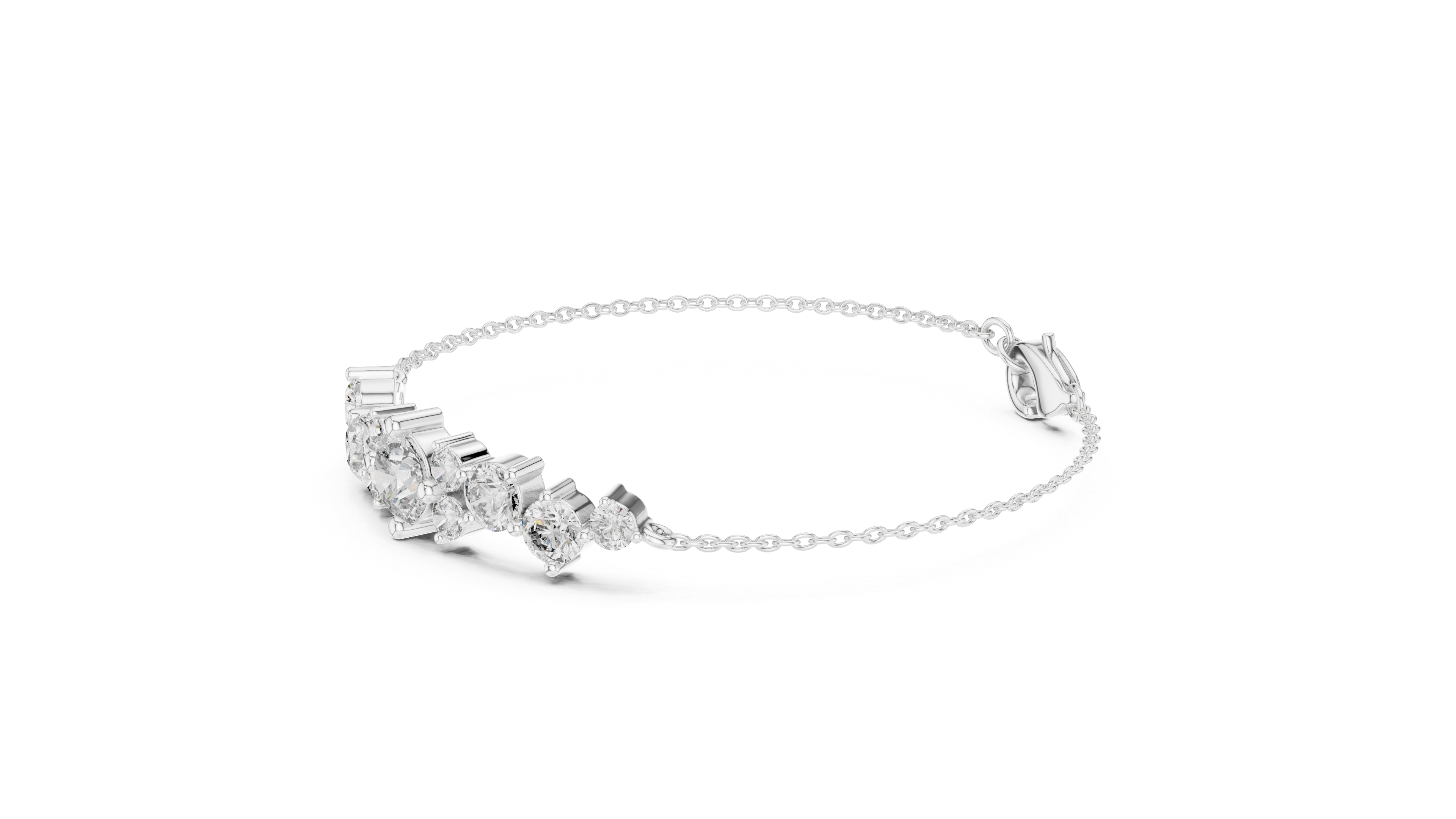 Bracelet with Sparkling Round Diamond Cluster on a Fine Chain