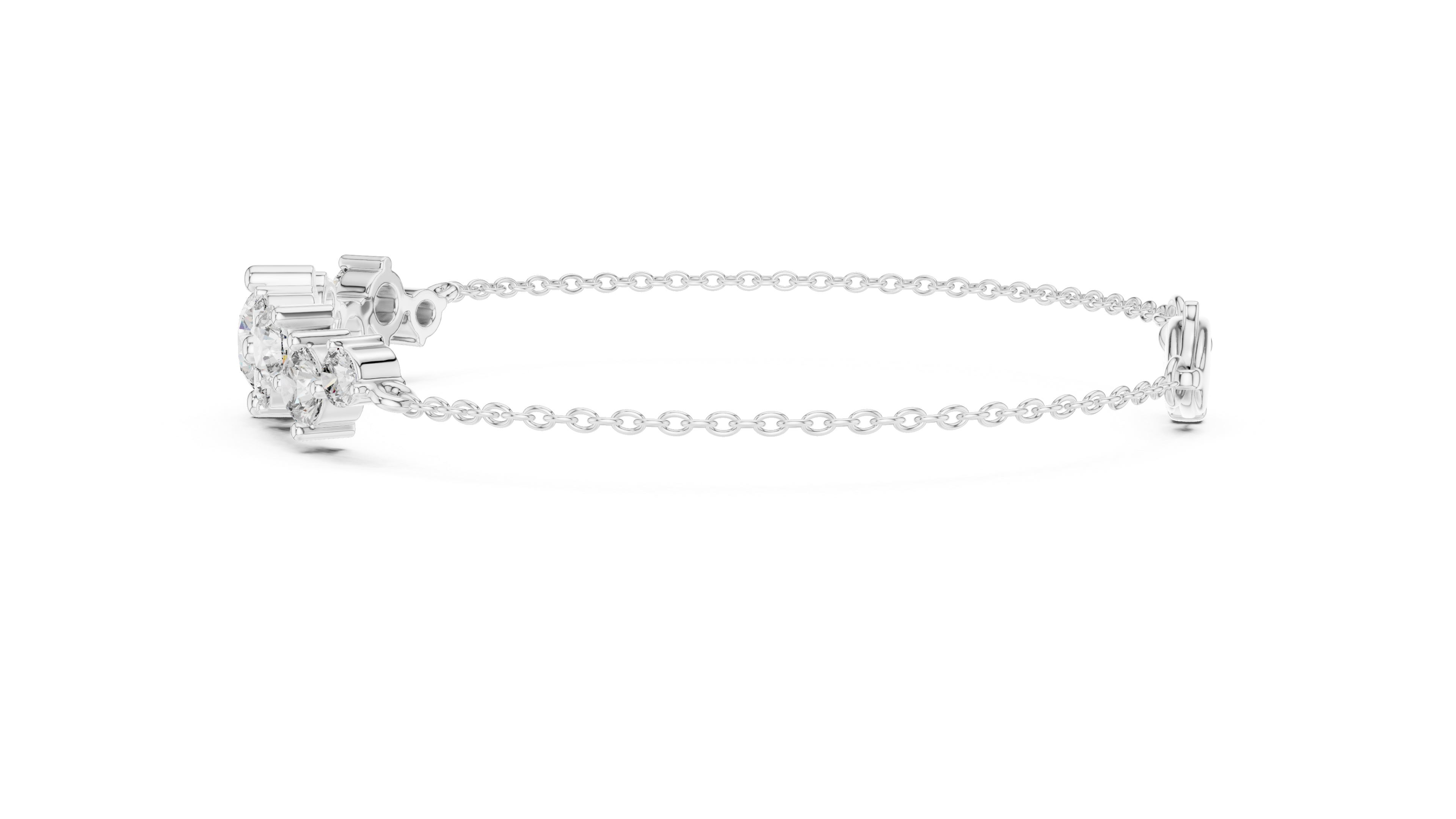 Bracelet with Sparkling Round Diamond Cluster on a Fine Chain