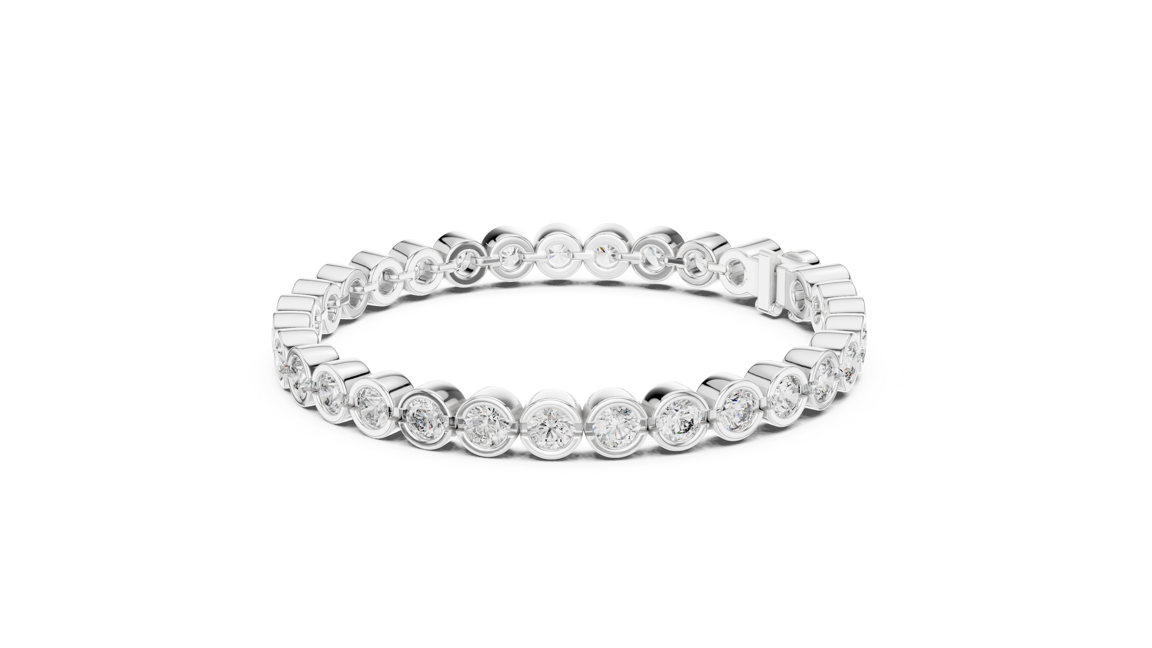 Bracelet with Bezel-Set Round Diamonds for Timeless Elegance