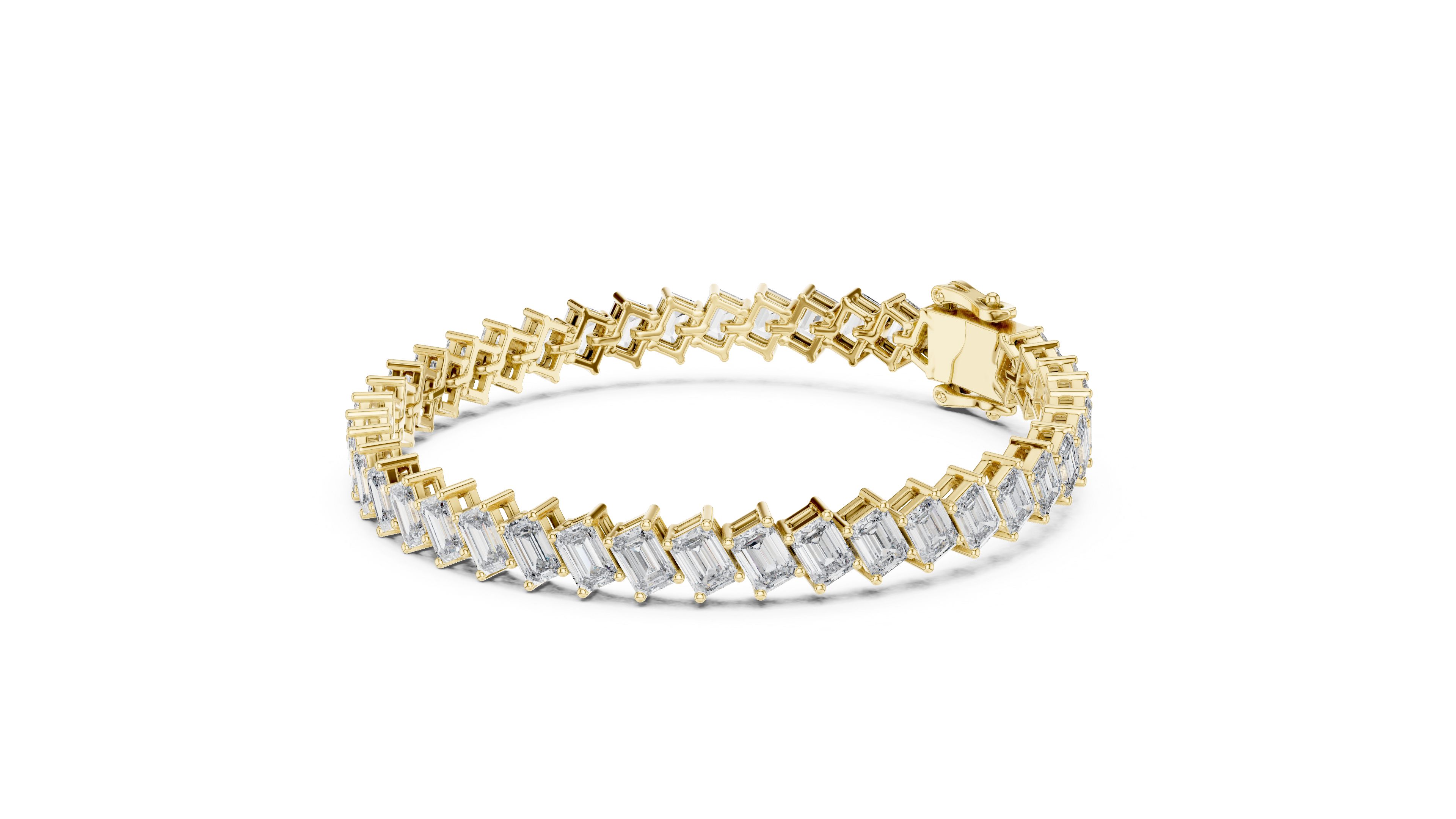 Featuring a Row of Sparkling Emerald-Cut Diamonds