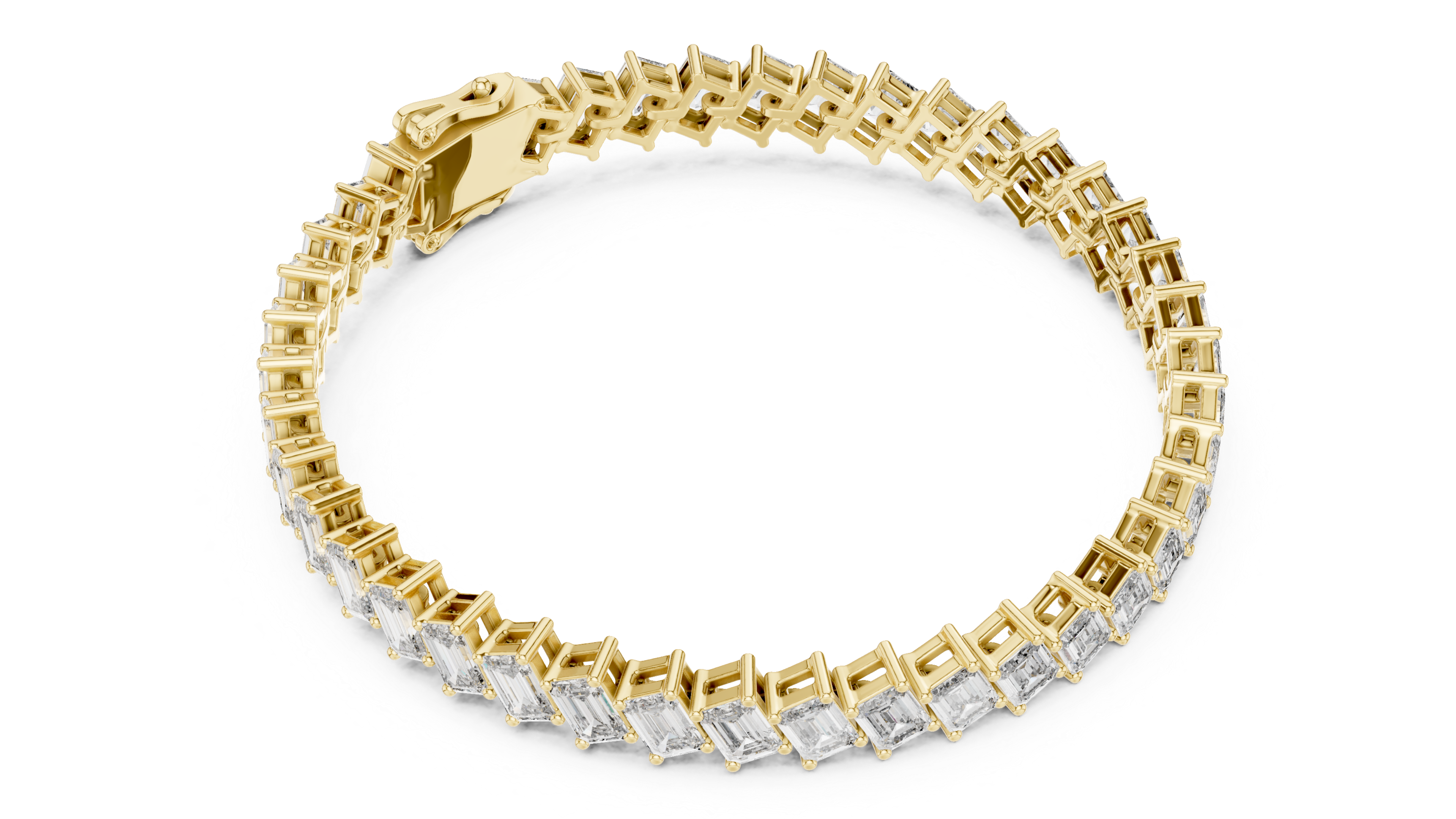 Featuring a Row of Sparkling Emerald-Cut Diamonds