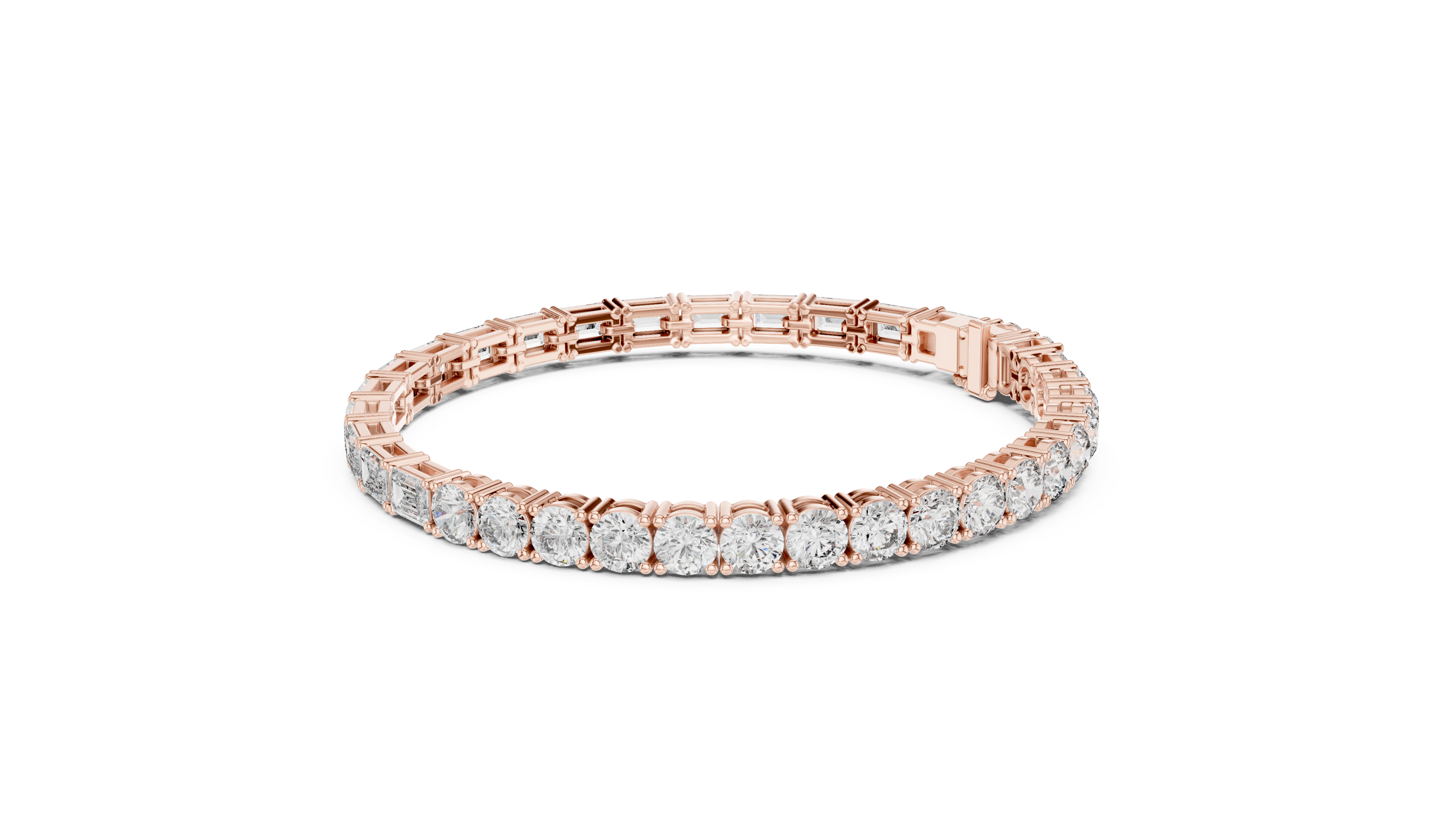 Bracelet with Elegant Mix of Emerald-Cut and Round Diamonds