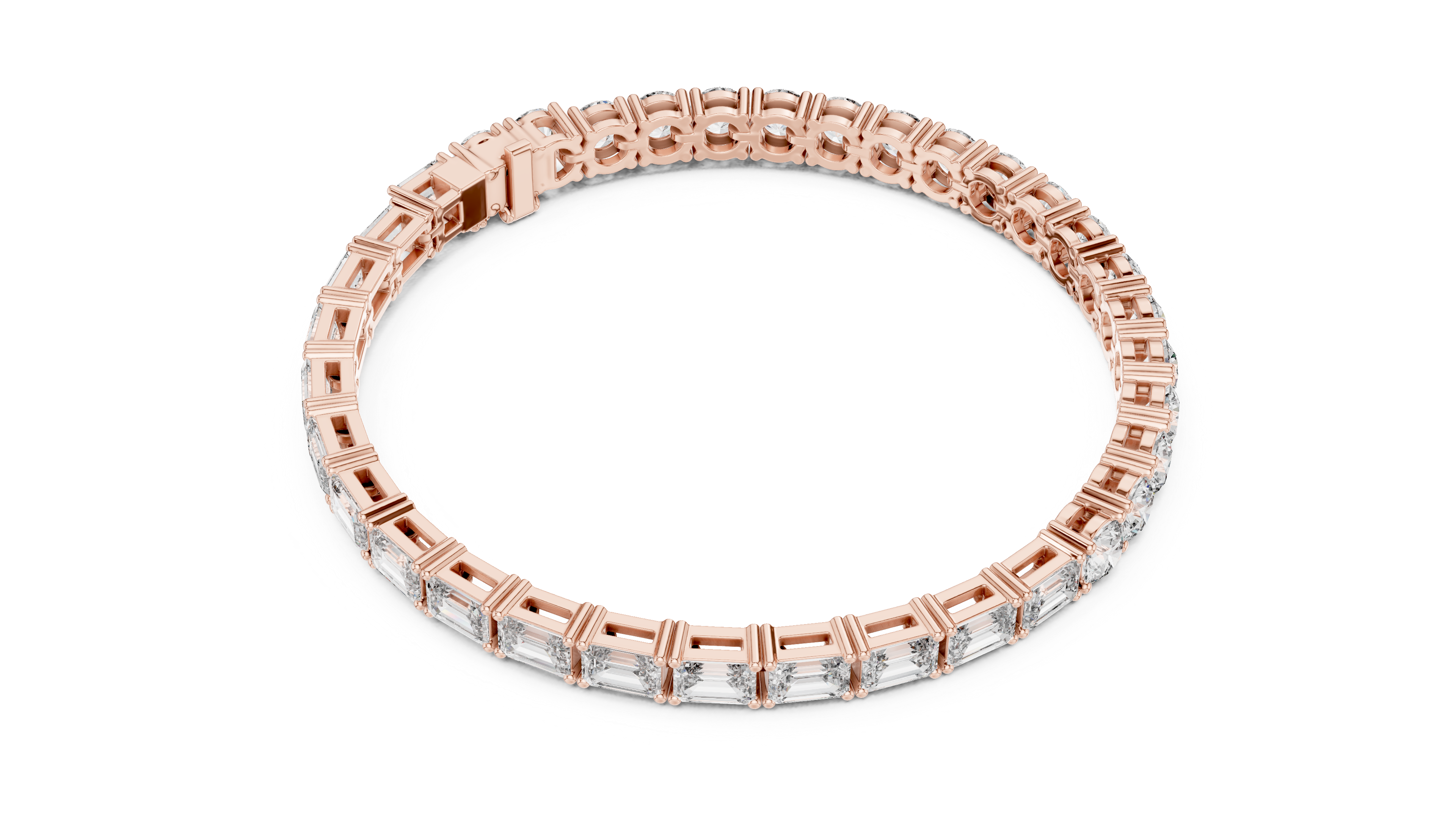 Bracelet with Elegant Mix of Emerald-Cut and Round Diamonds