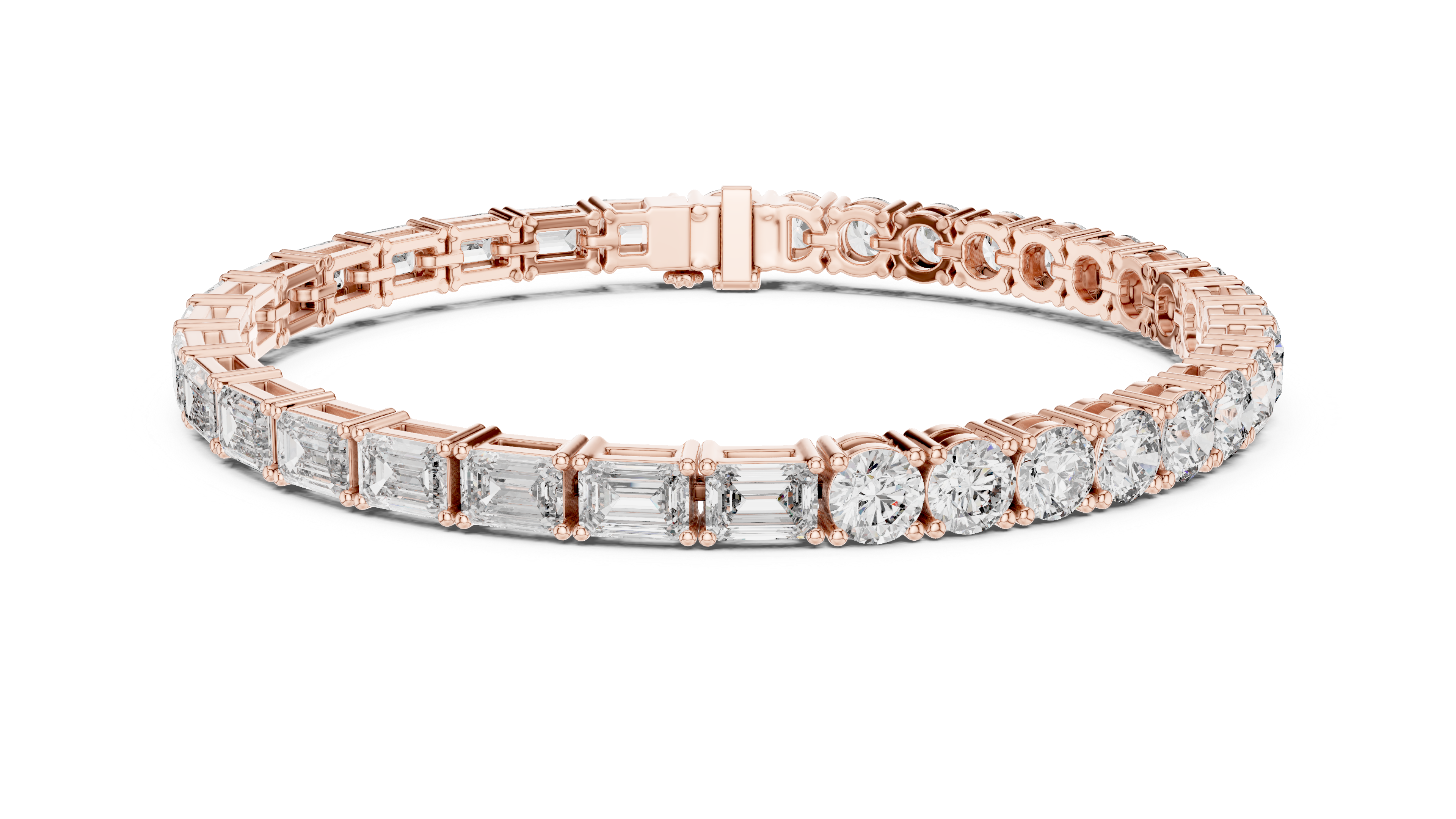 Bracelet with Elegant Mix of Emerald-Cut and Round Diamonds