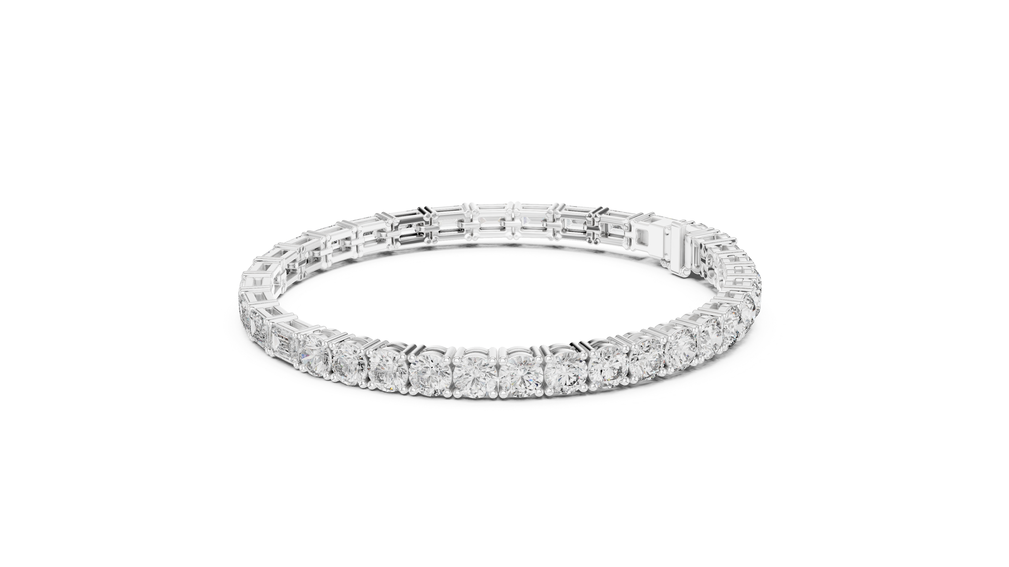 Bracelet with Elegant Mix of Emerald-Cut and Round Diamonds