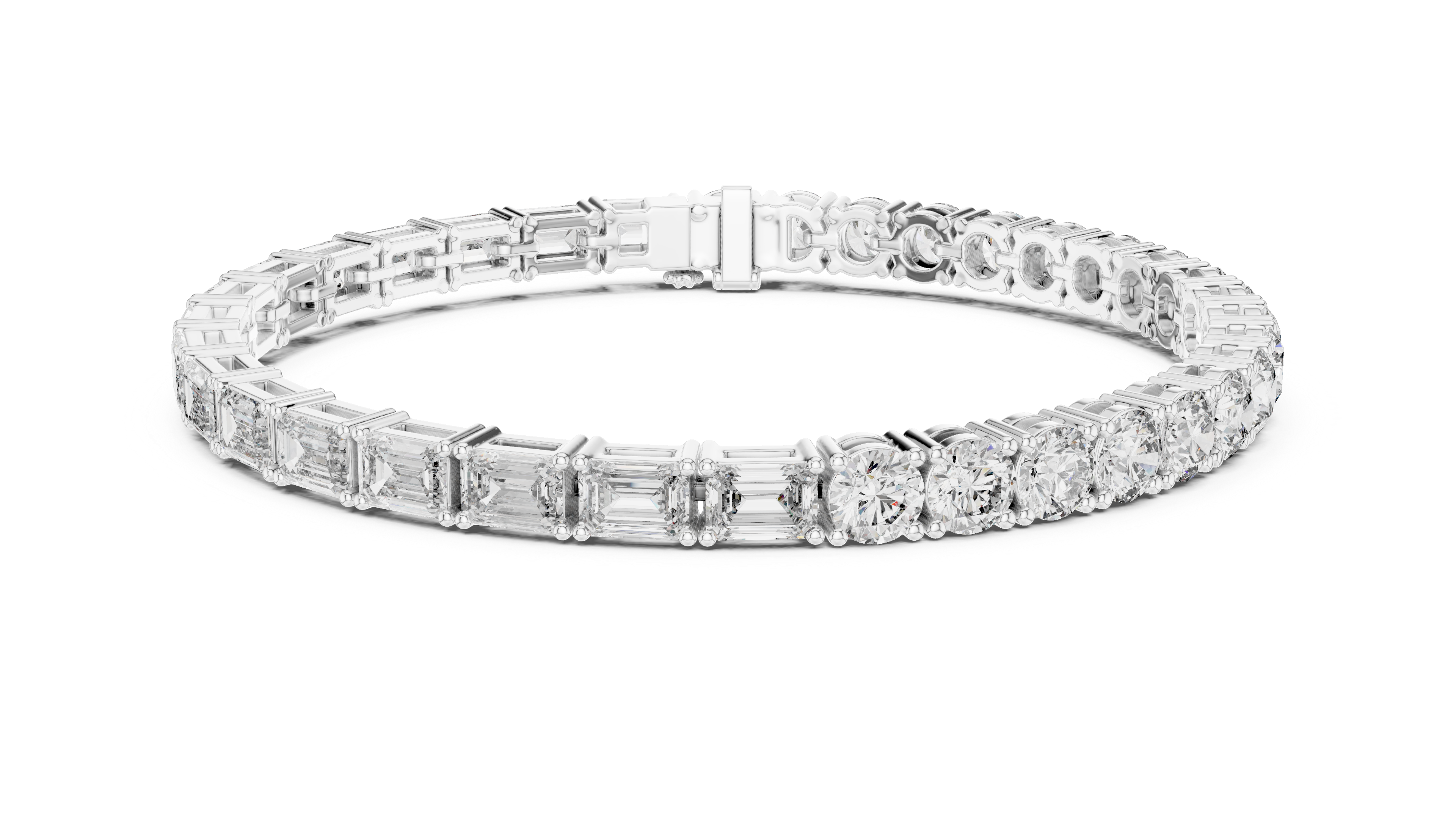 Bracelet with Elegant Mix of Emerald-Cut and Round Diamonds