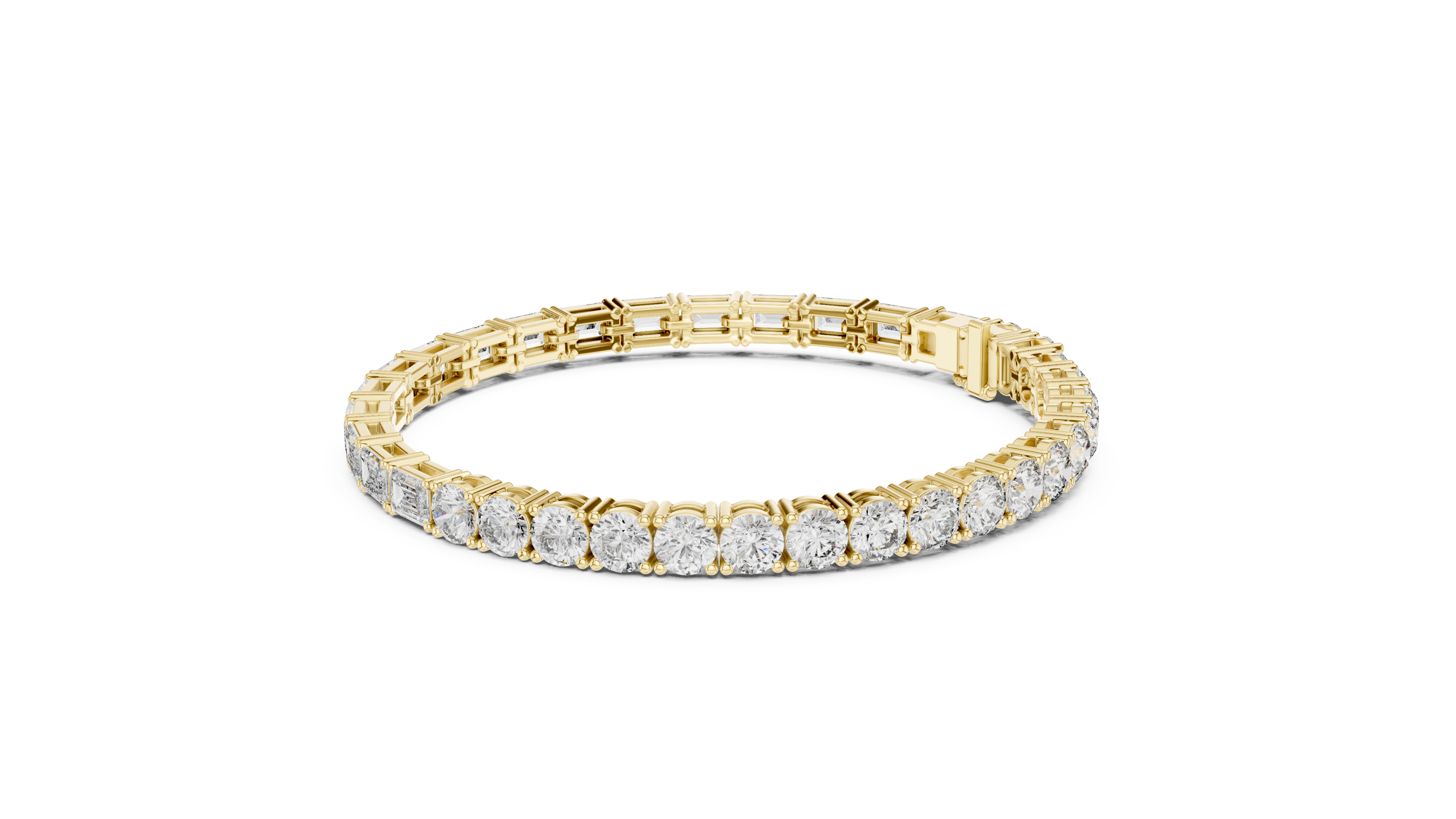 Bracelet with Elegant Mix of Emerald-Cut and Round Diamonds