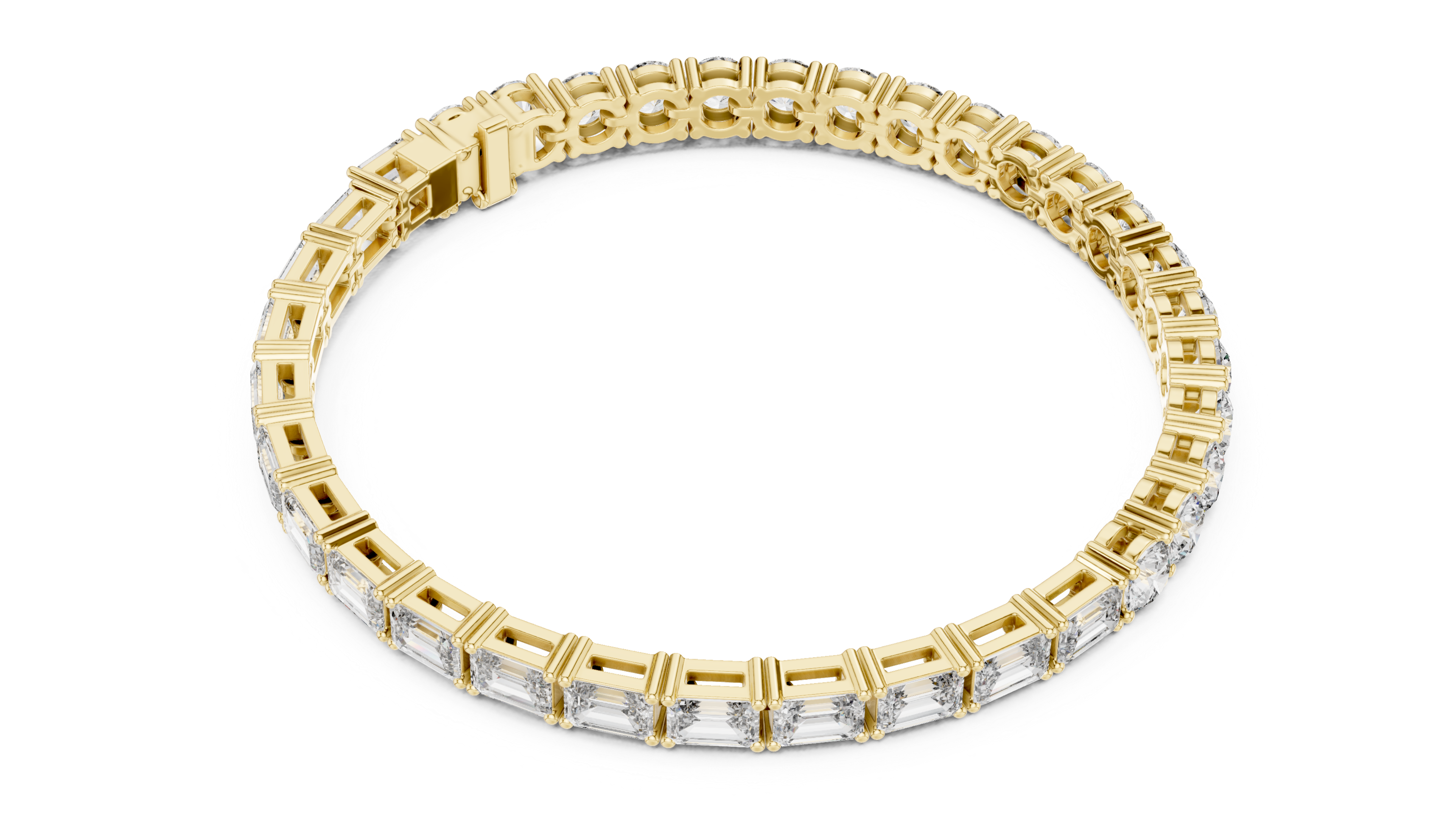 Bracelet with Elegant Mix of Emerald-Cut and Round Diamonds