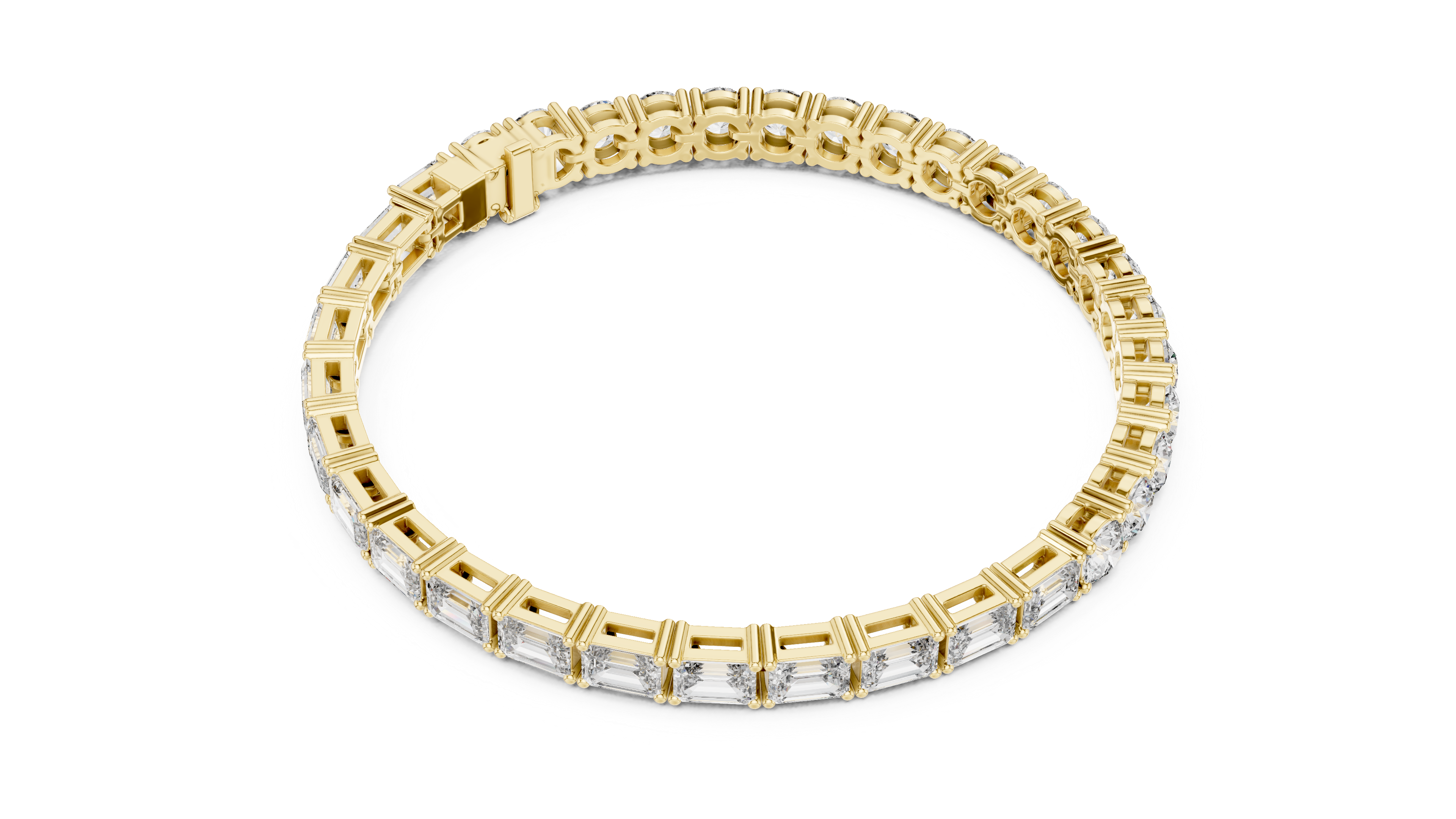 Bracelet with Elegant Mix of Emerald-Cut and Round Diamonds