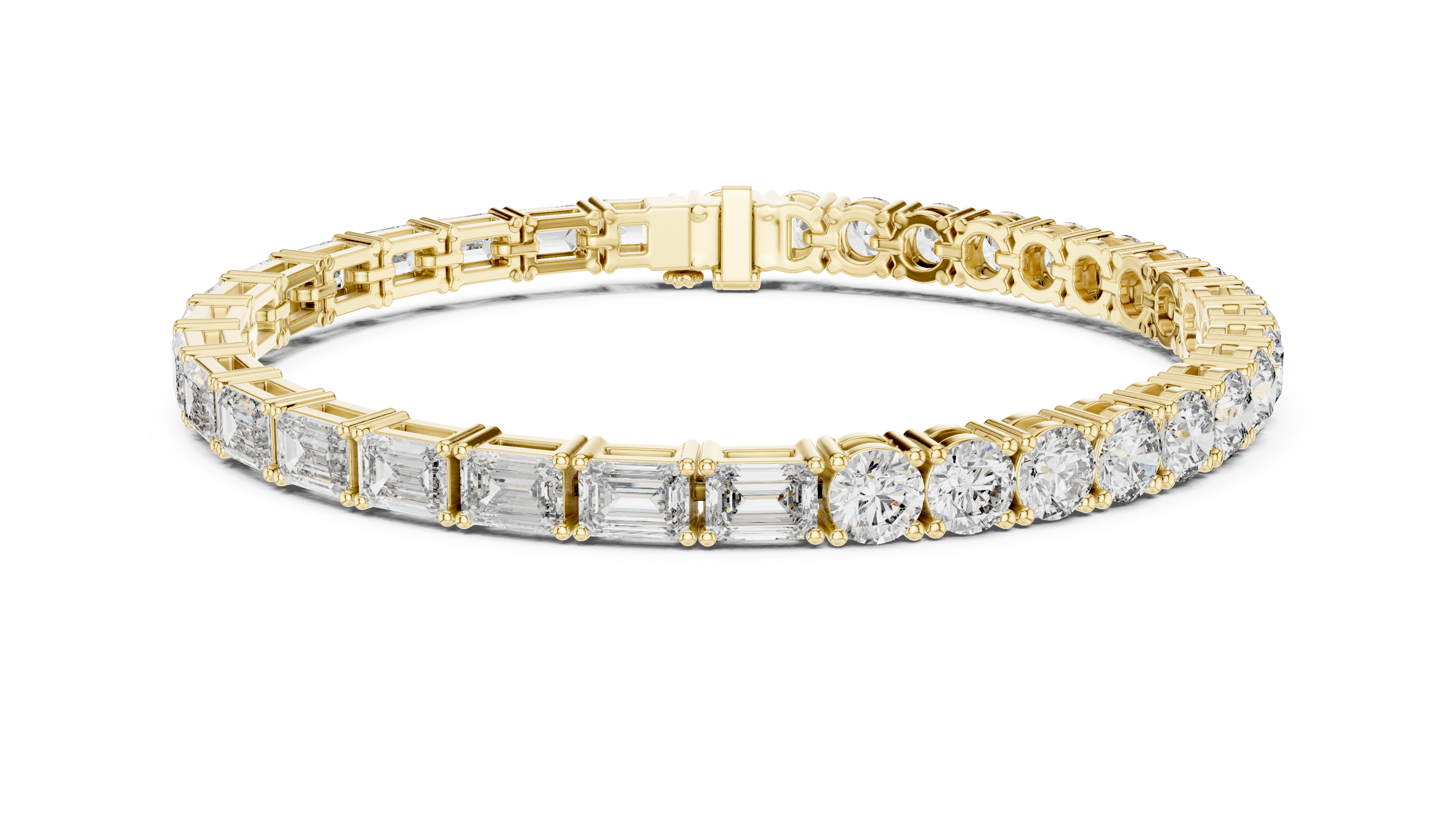 Bracelet with Elegant Mix of Emerald-Cut and Round Diamonds