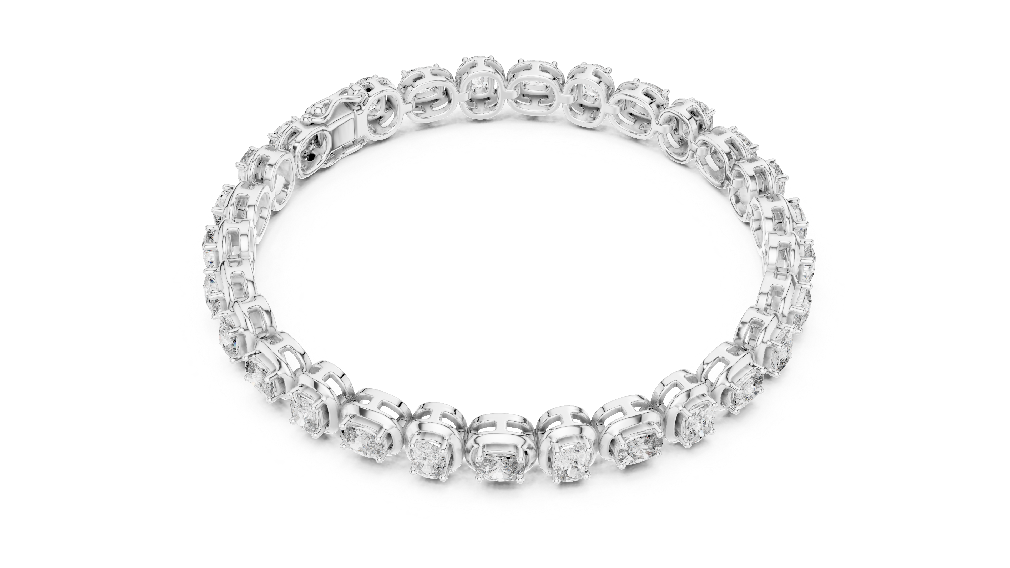 Rose Gold Tennis Bracelet with Oval-Cut Diamonds in Bezel Setting