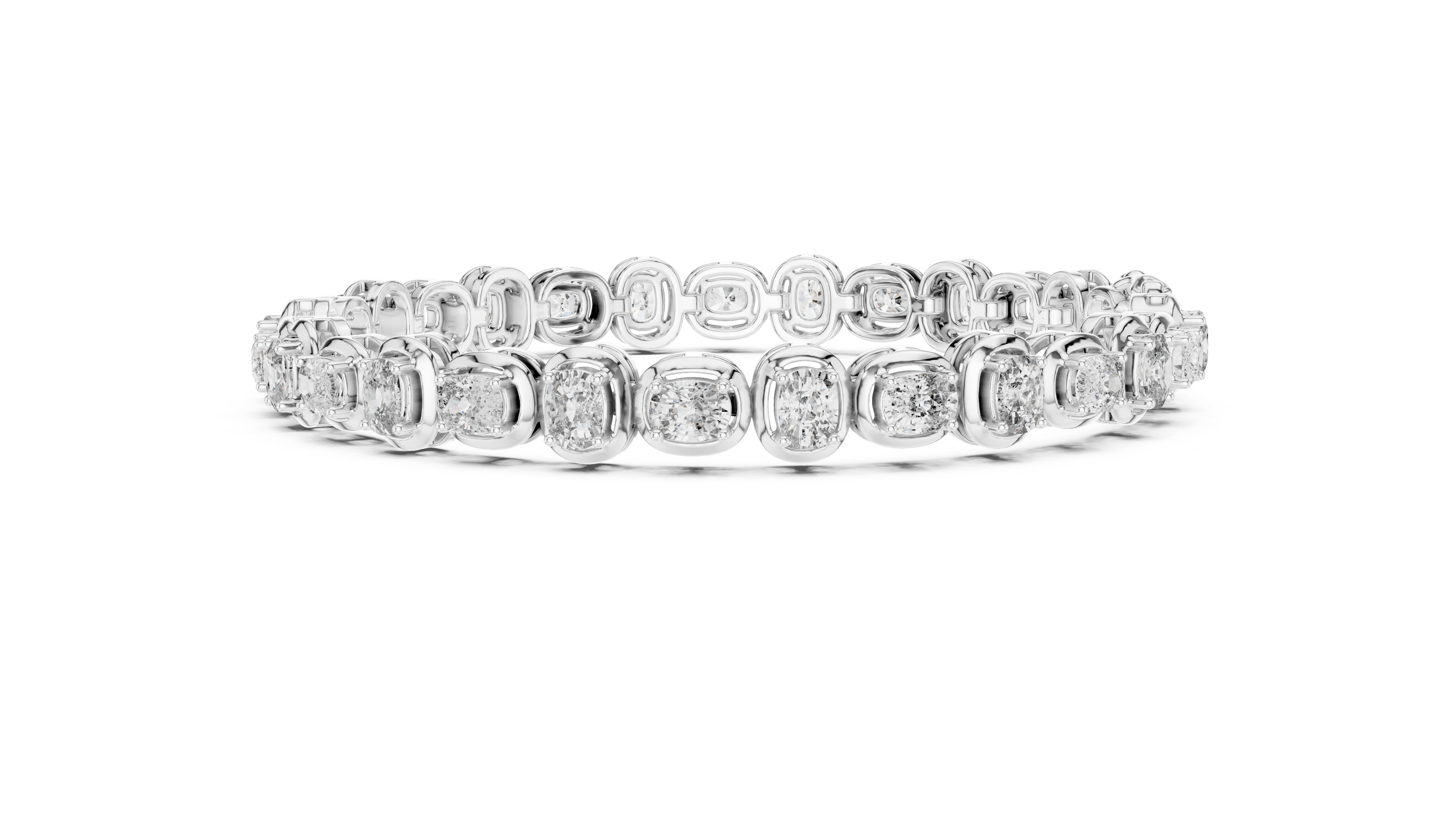 Rose Gold Tennis Bracelet with Oval-Cut Diamonds in Bezel Setting