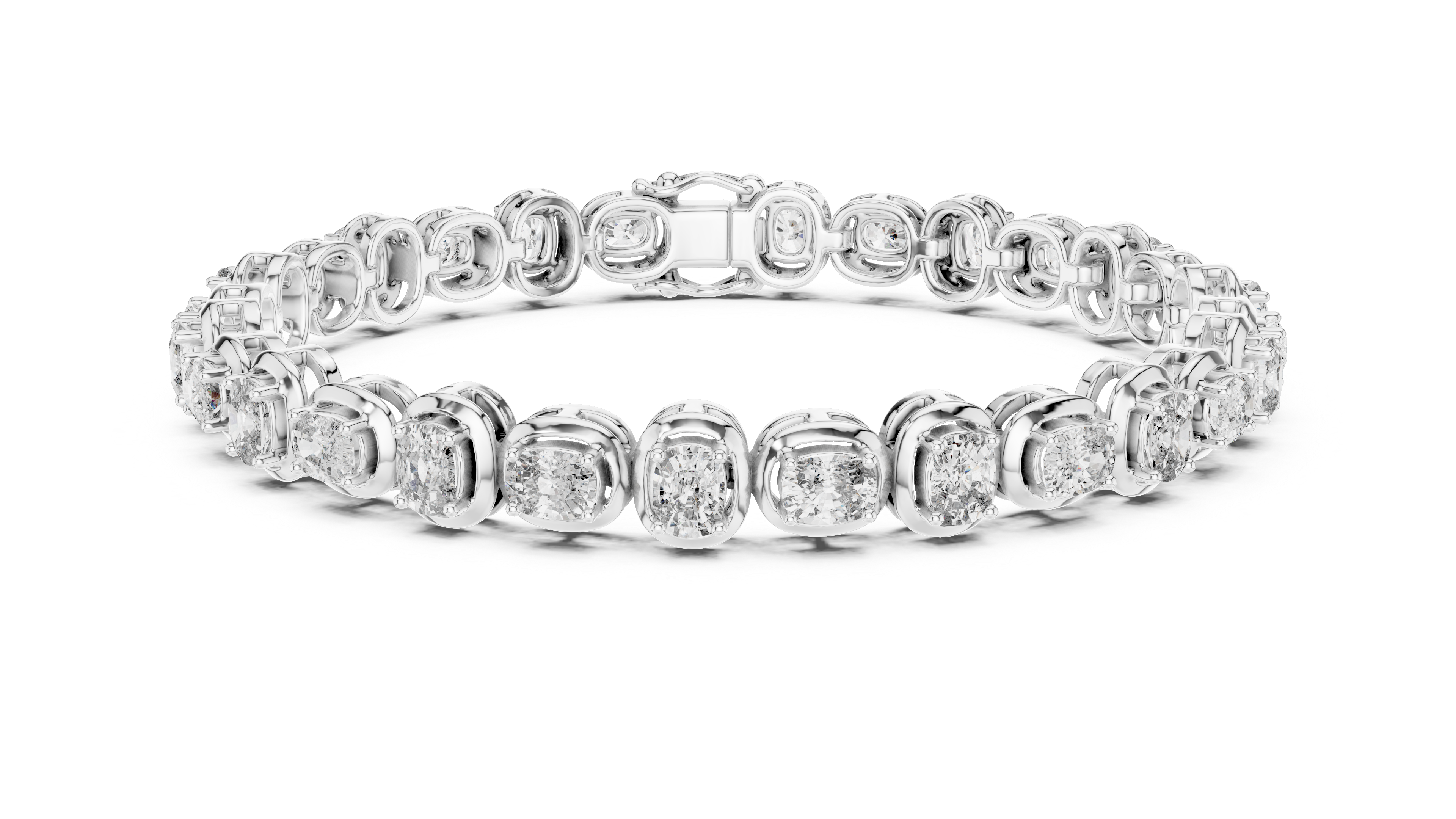 Rose Gold Tennis Bracelet with Oval-Cut Diamonds in Bezel Setting