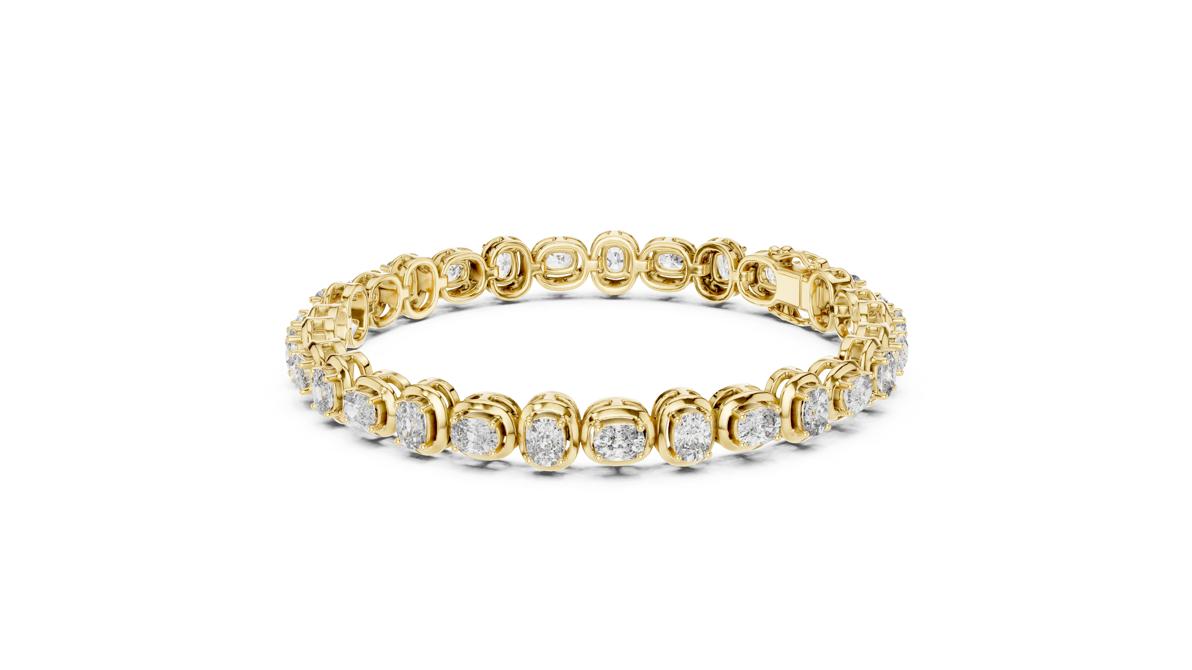 Rose Gold Tennis Bracelet with Oval-Cut Diamonds in Bezel Setting