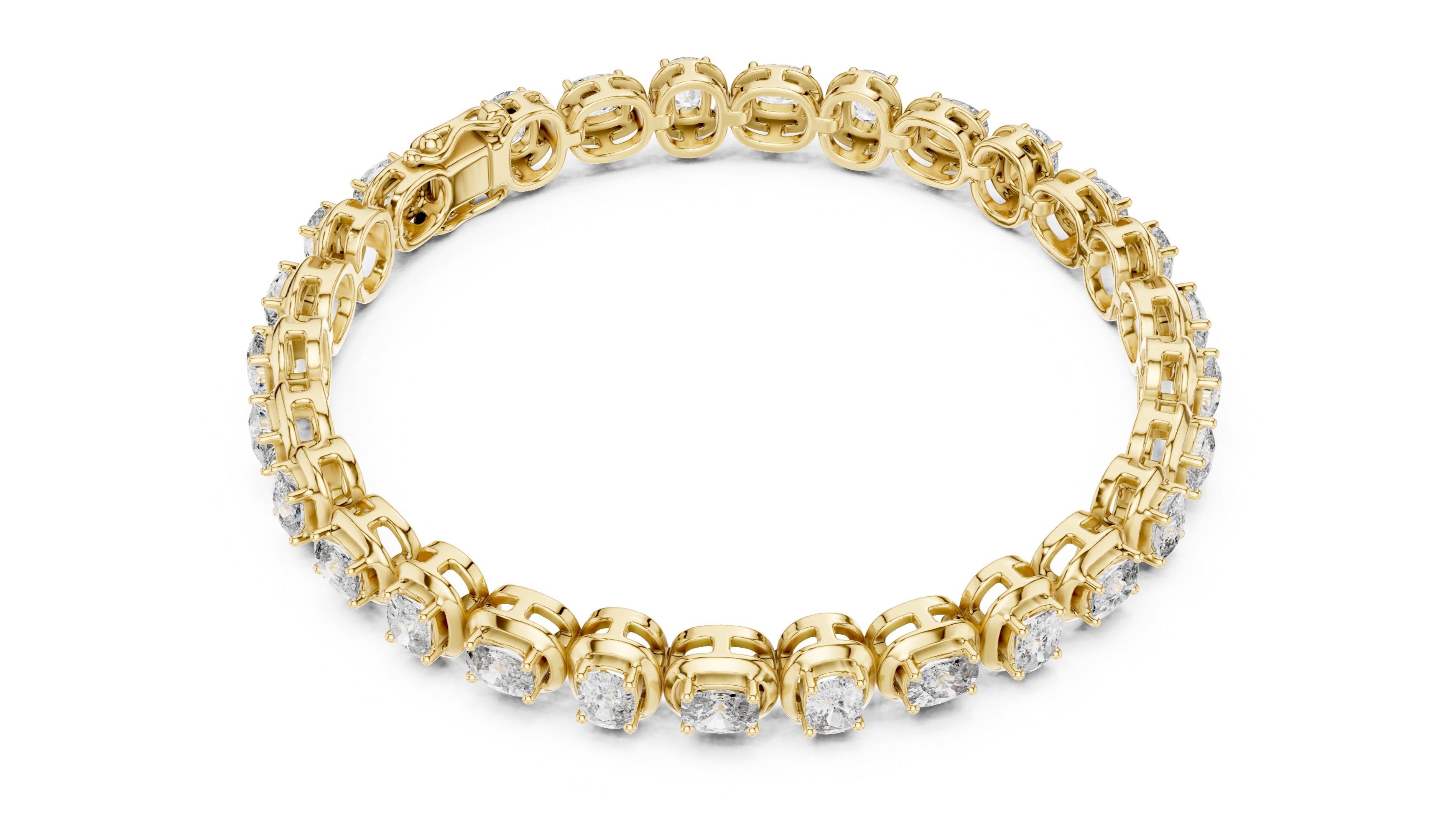 Rose Gold Tennis Bracelet with Oval-Cut Diamonds in Bezel Setting