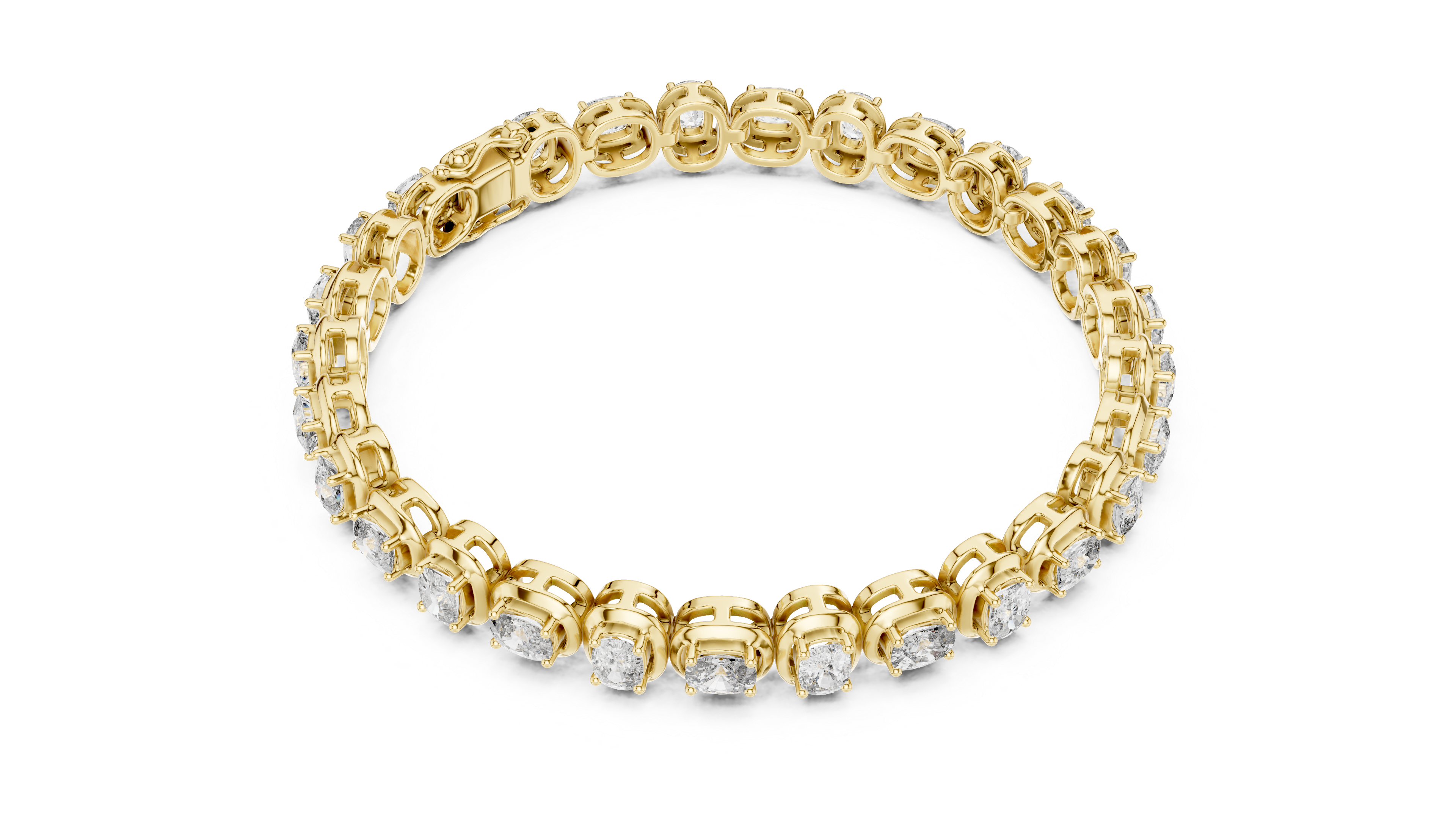Rose Gold Tennis Bracelet with Oval-Cut Diamonds in Bezel Setting