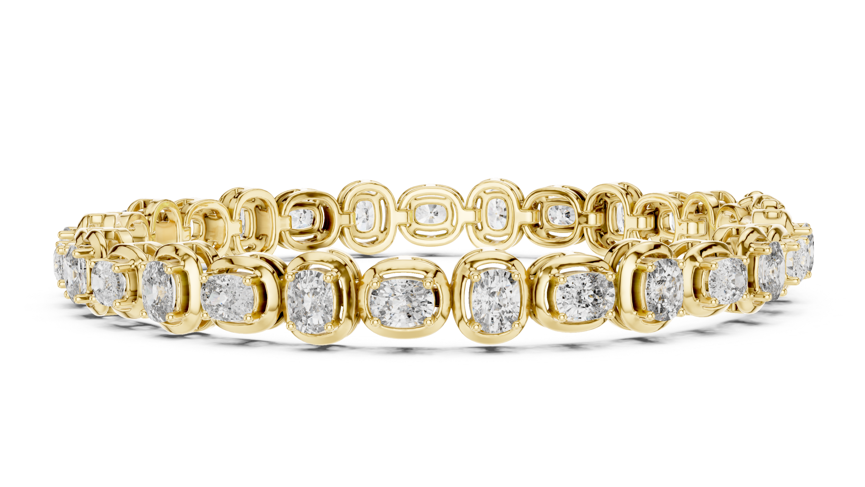 Rose Gold Tennis Bracelet with Oval-Cut Diamonds in Bezel Setting