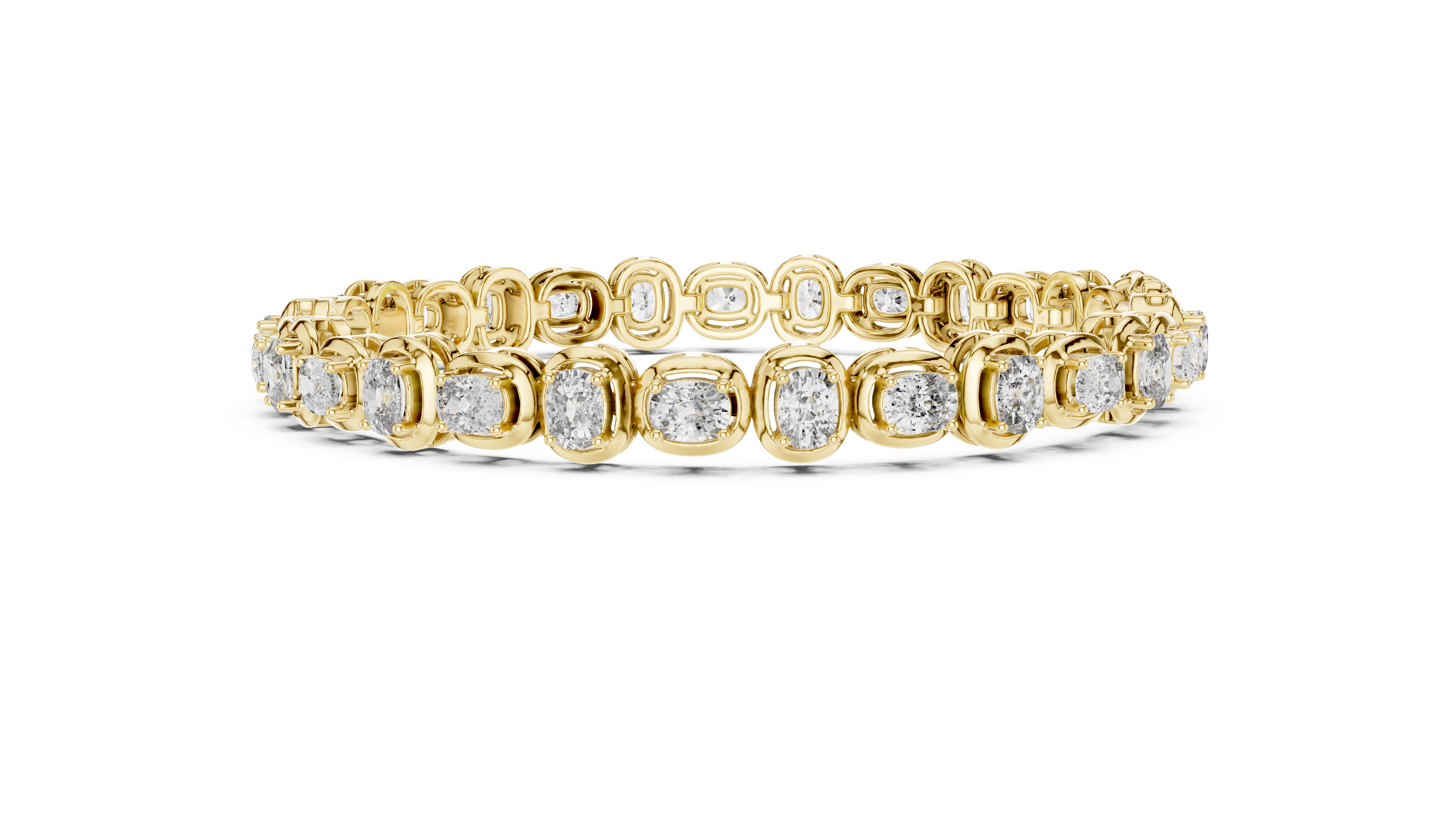 Rose Gold Tennis Bracelet with Oval-Cut Diamonds in Bezel Setting