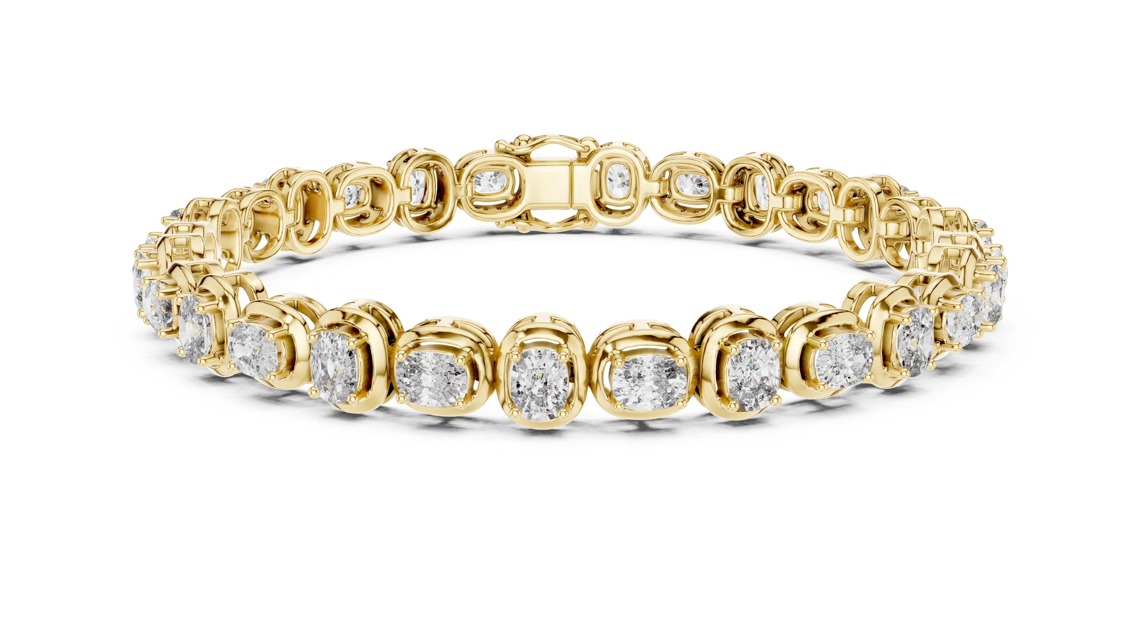 Rose Gold Tennis Bracelet with Oval-Cut Diamonds in Bezel Setting