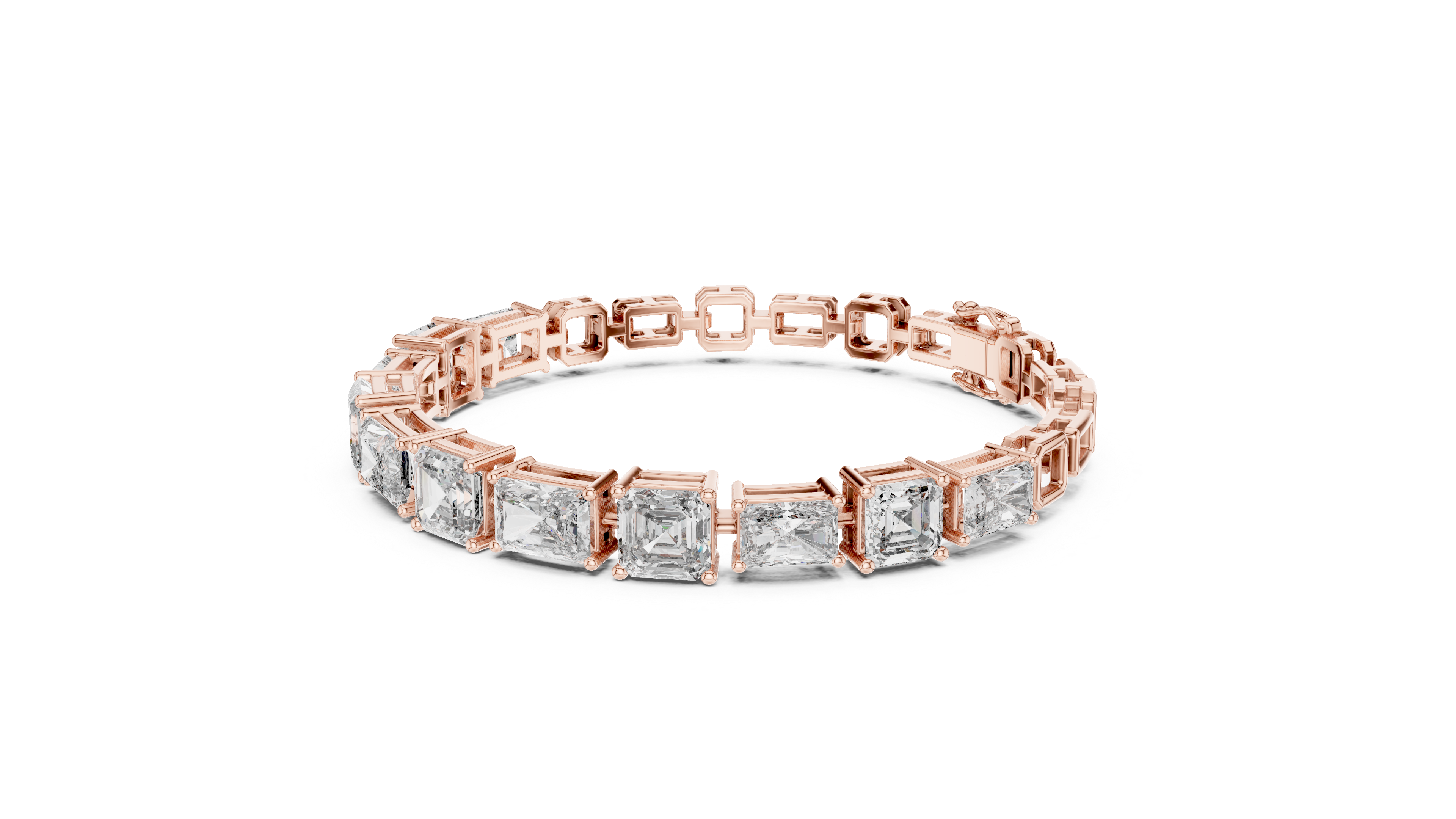 Bracelet with Assorted Emerald and Radiant Cut Diamonds.