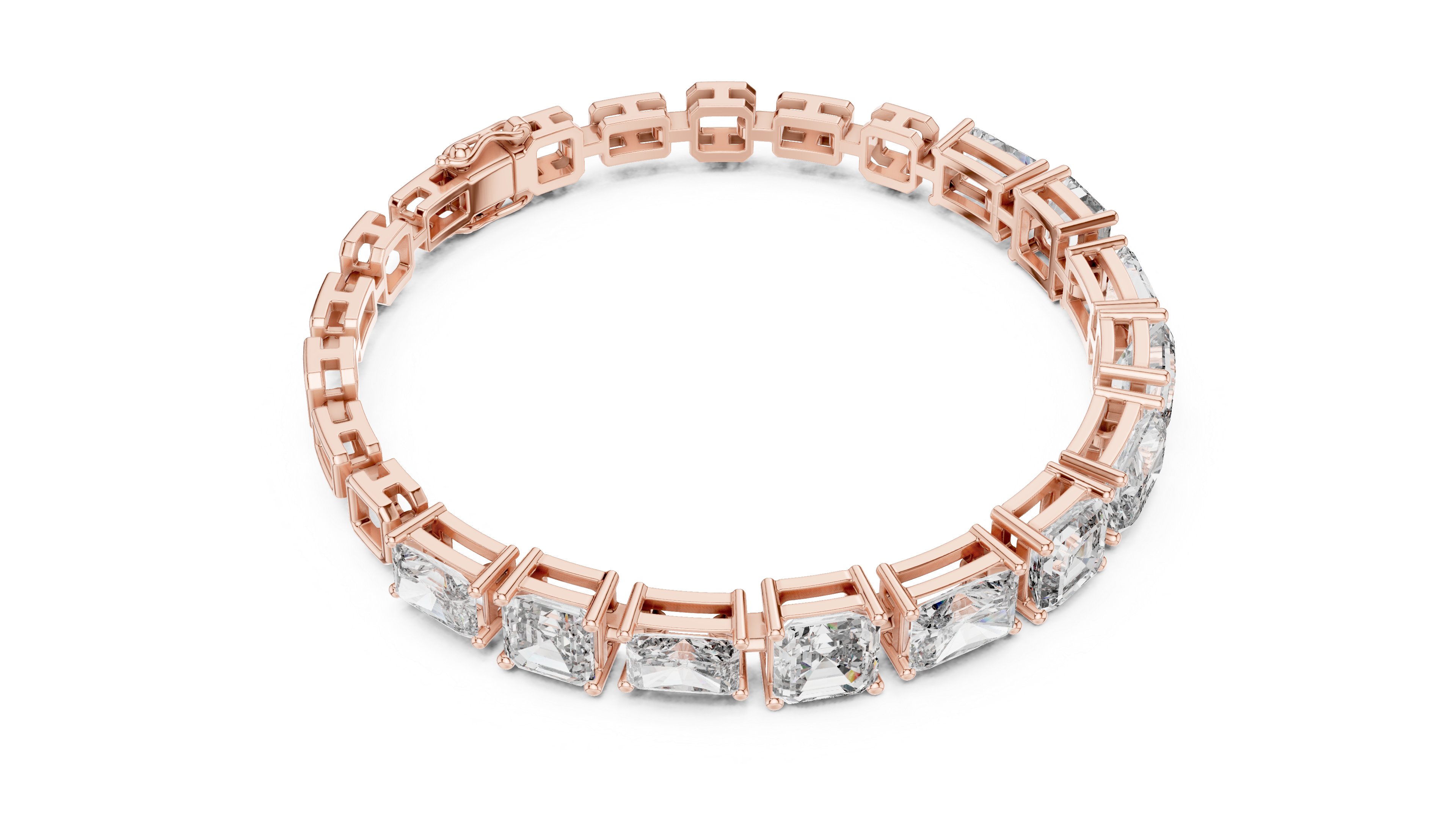 Bracelet with Assorted Emerald and Radiant Cut Diamonds.