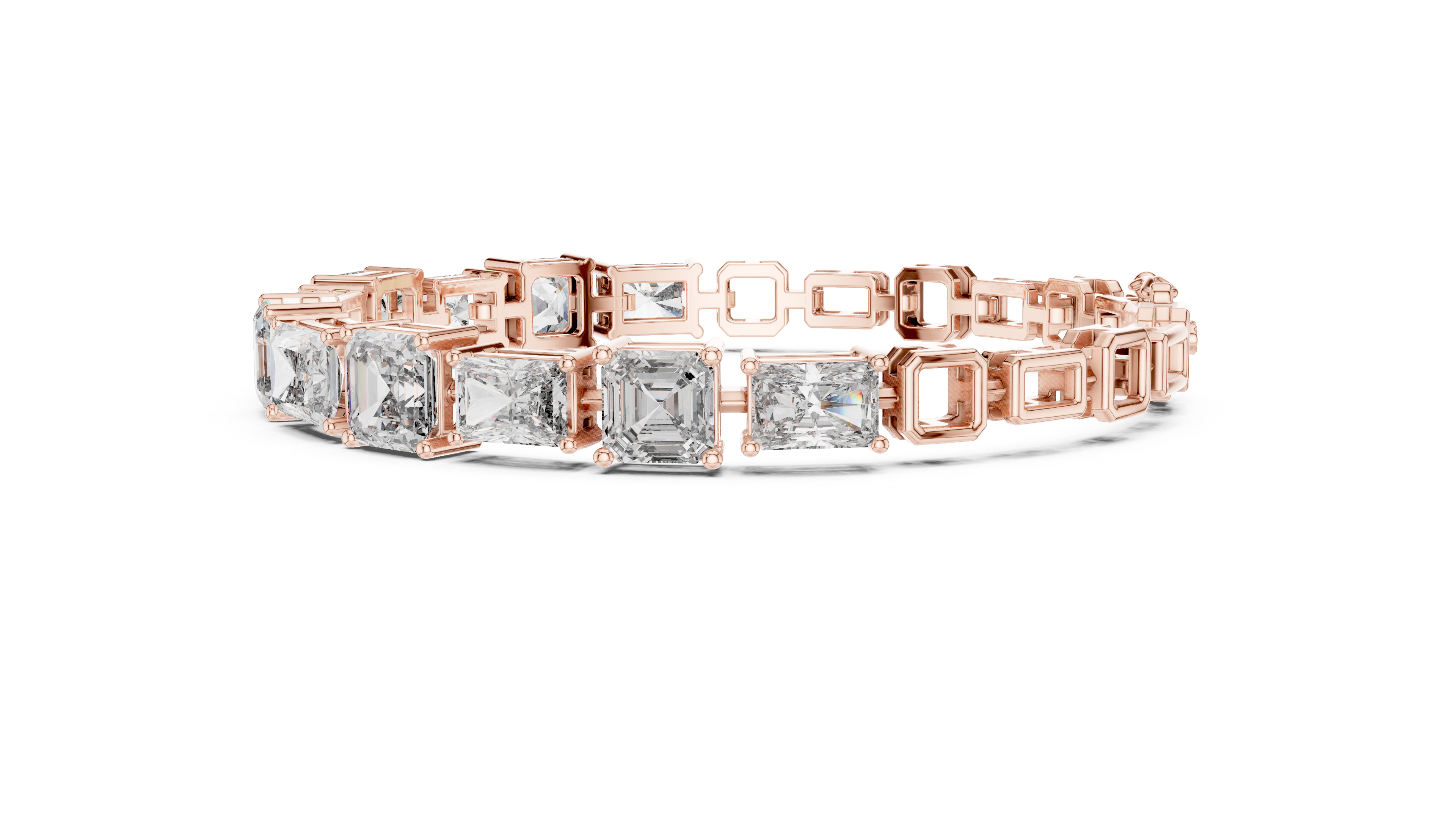 Bracelet with Assorted Emerald and Radiant Cut Diamonds.
