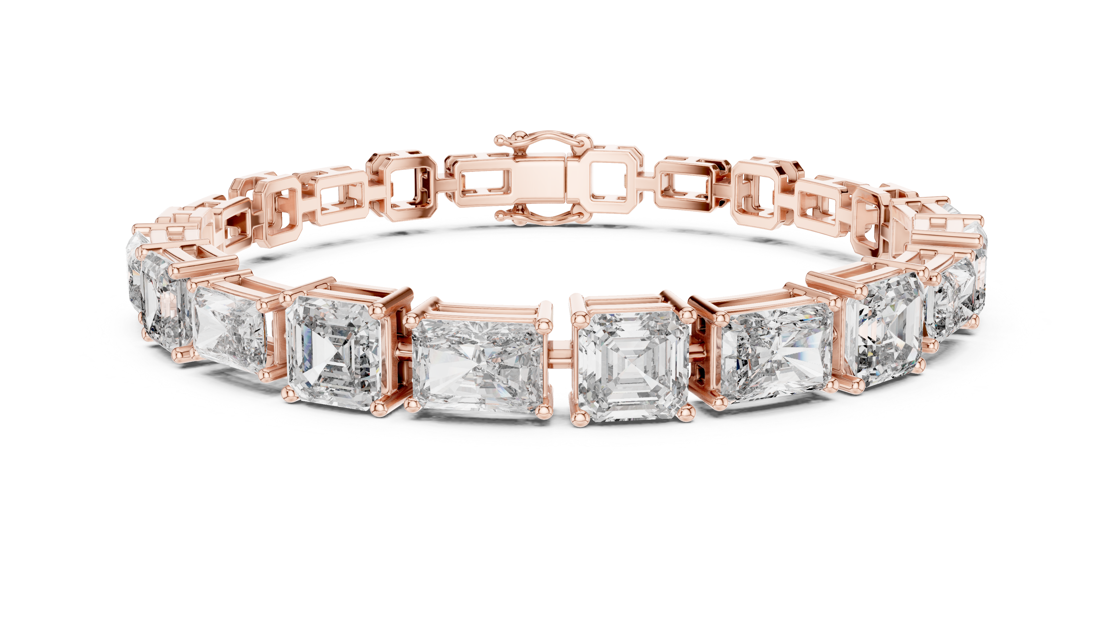 Bracelet with Assorted Emerald and Radiant Cut Diamonds.