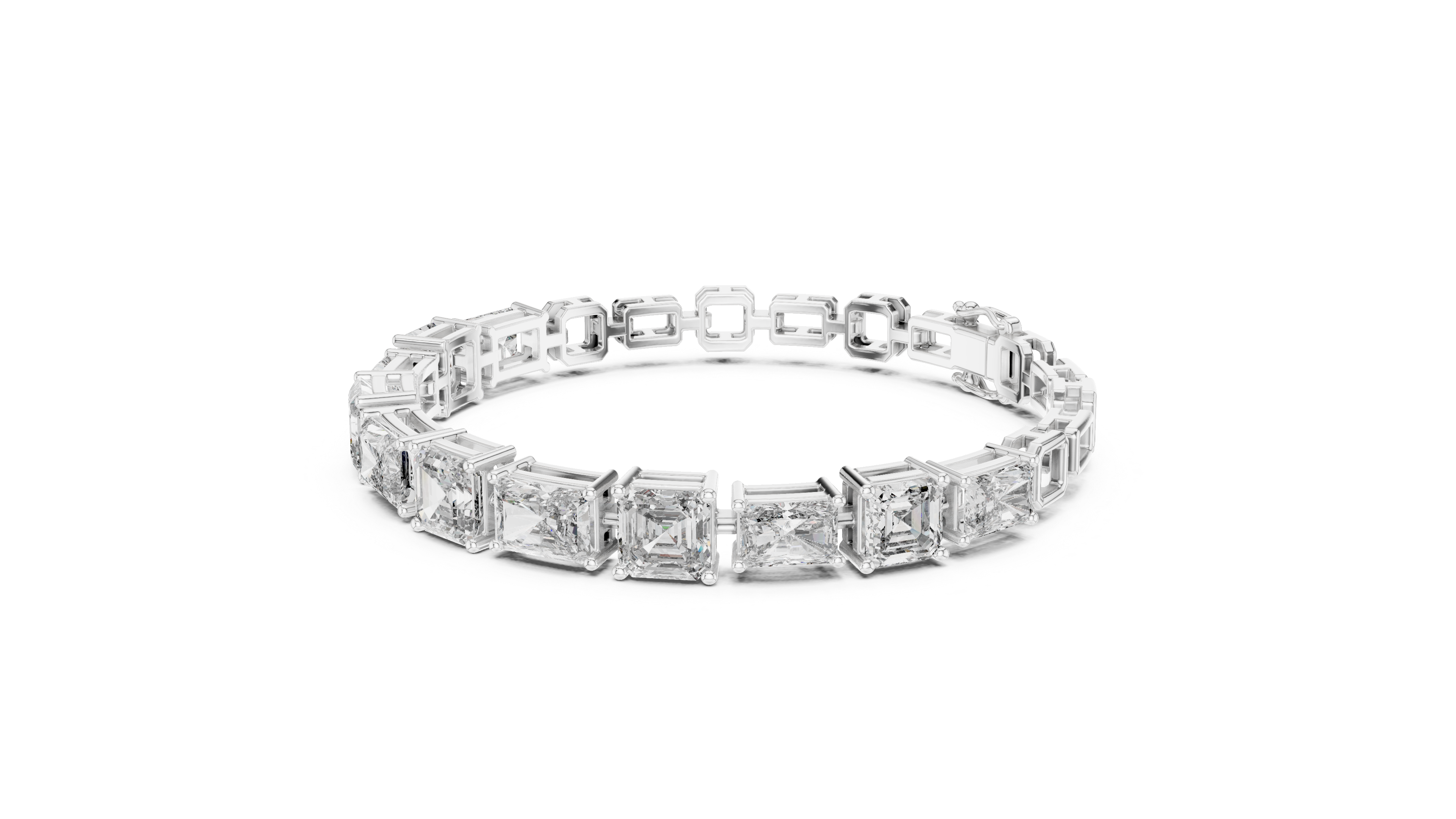 Bracelet with Assorted Emerald and Radiant Cut Diamonds.