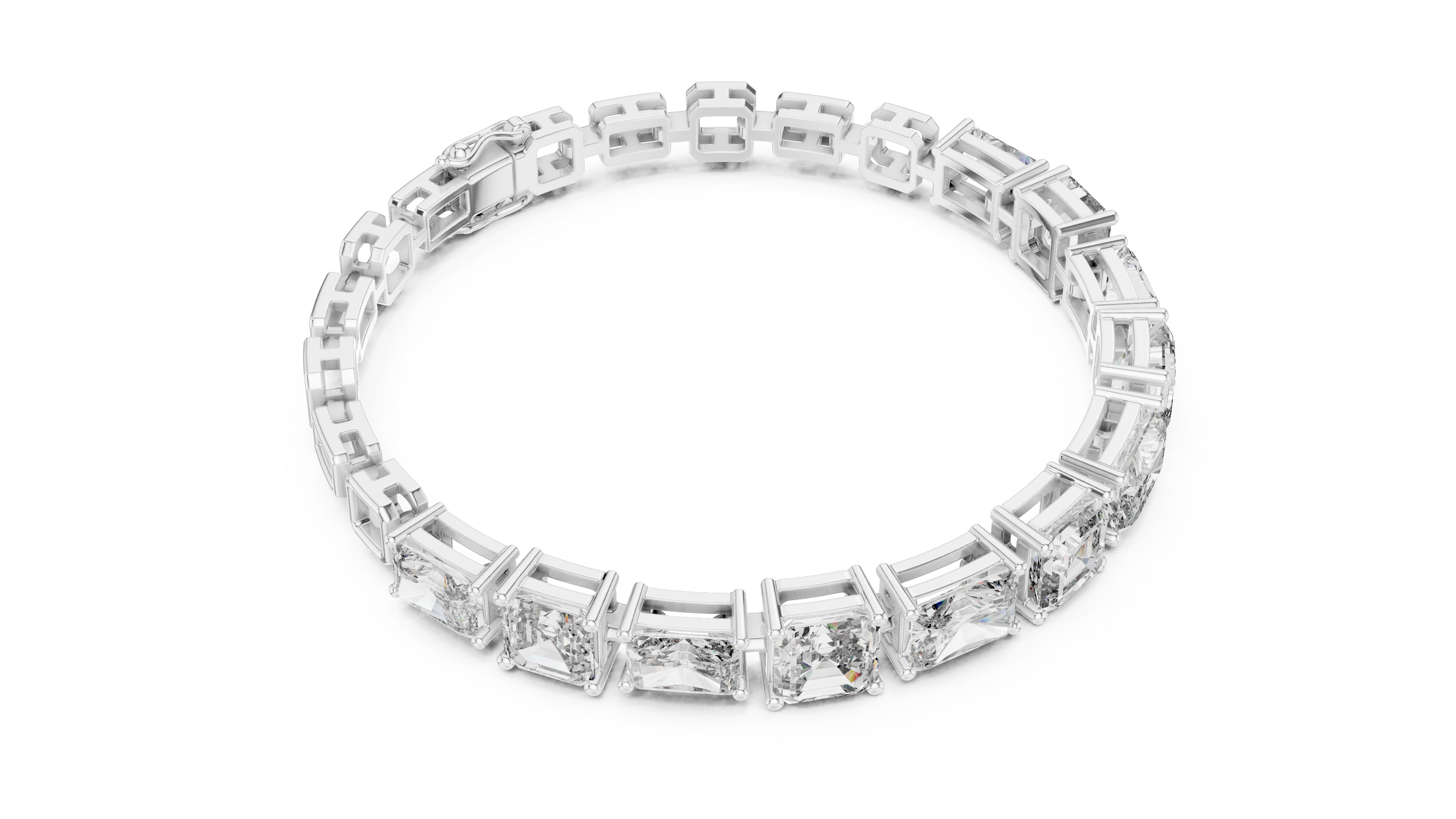 Bracelet with Assorted Emerald and Radiant Cut Diamonds.