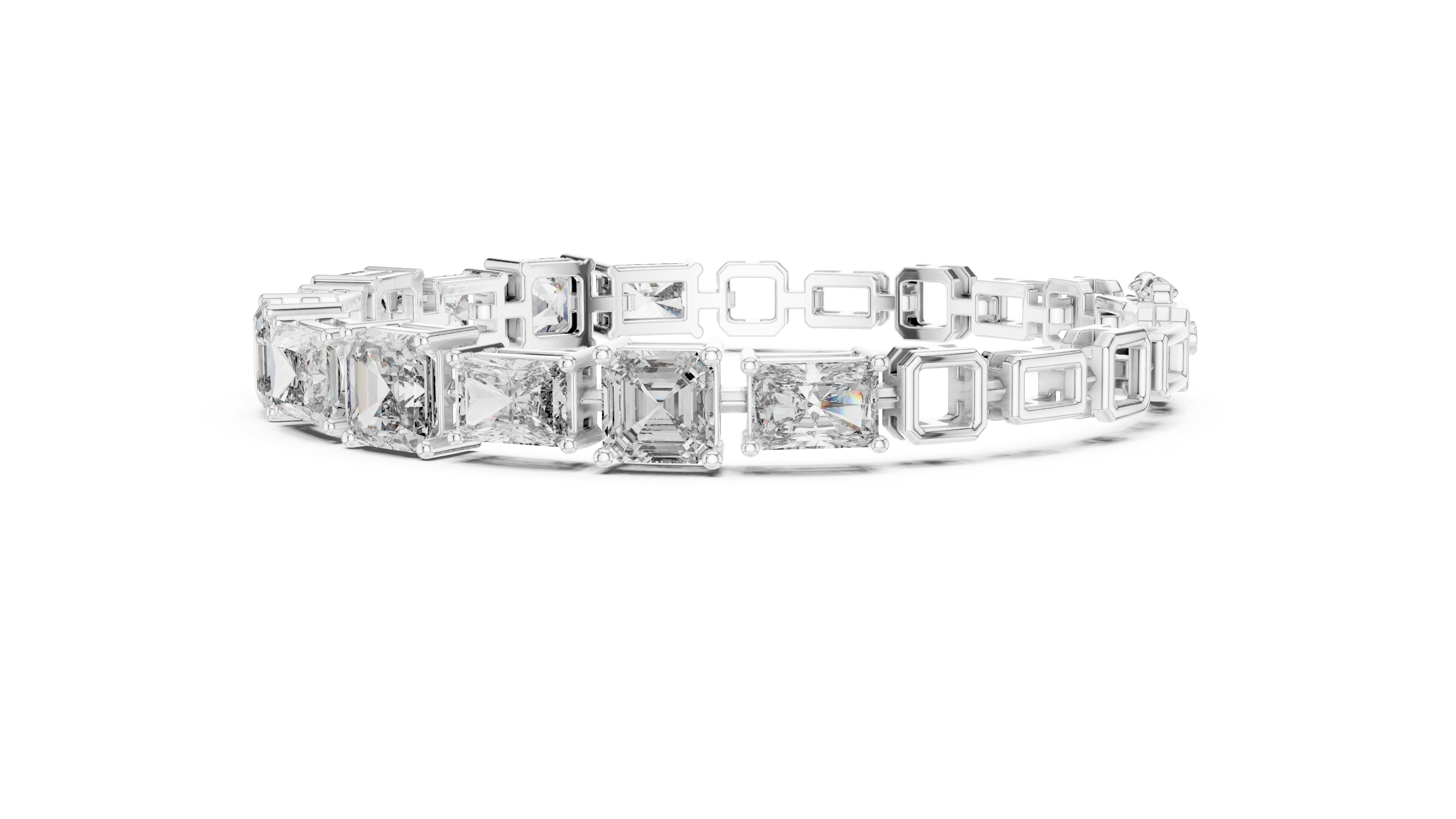 Bracelet with Assorted Emerald and Radiant Cut Diamonds.