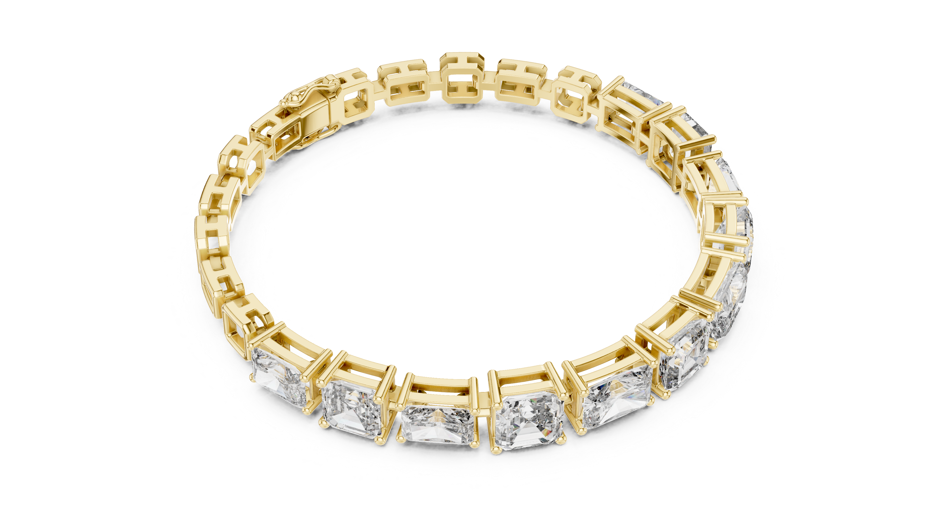 Bracelet with Assorted Emerald and Radiant Cut Diamonds.