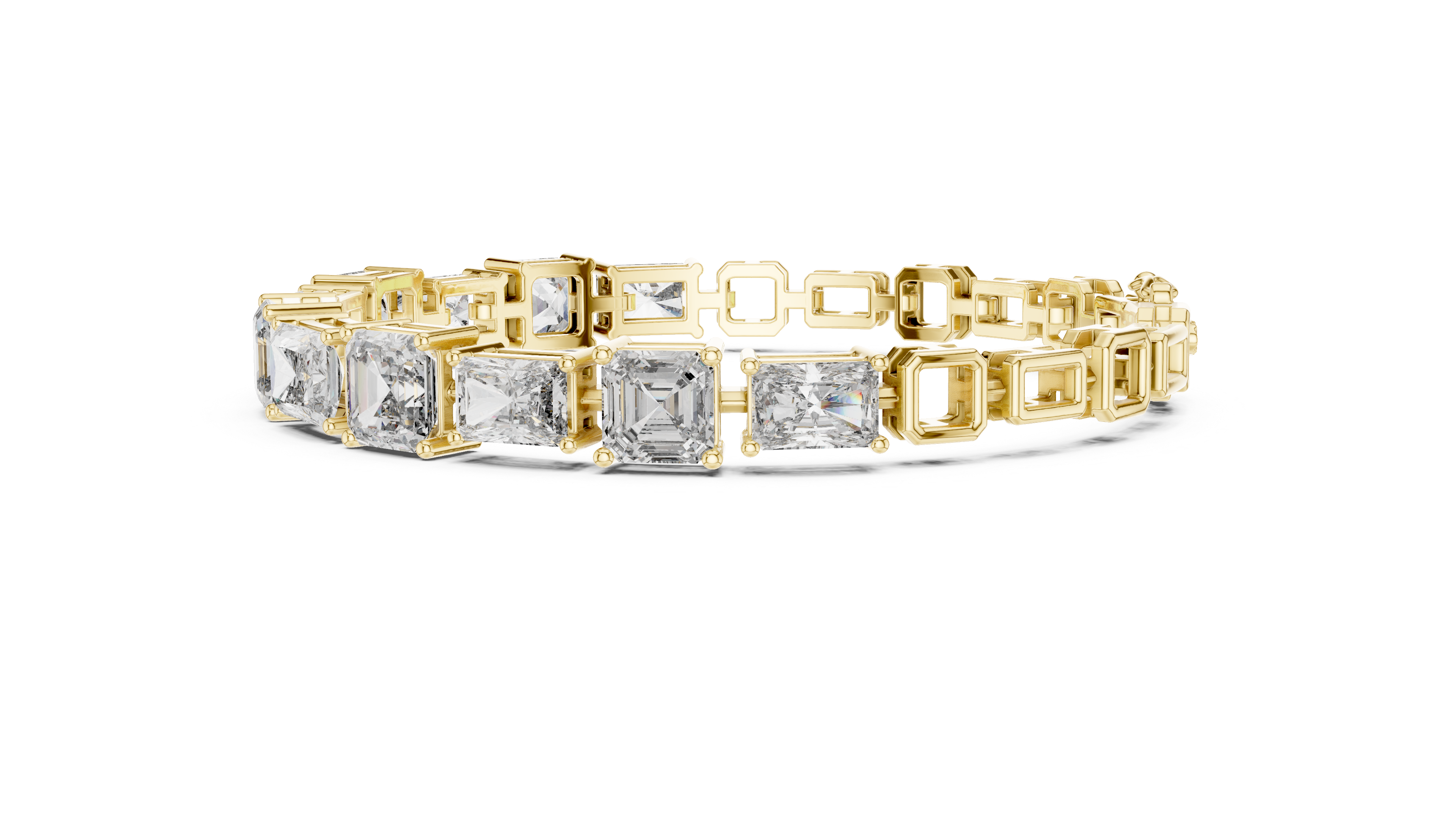 Bracelet with Assorted Emerald and Radiant Cut Diamonds.