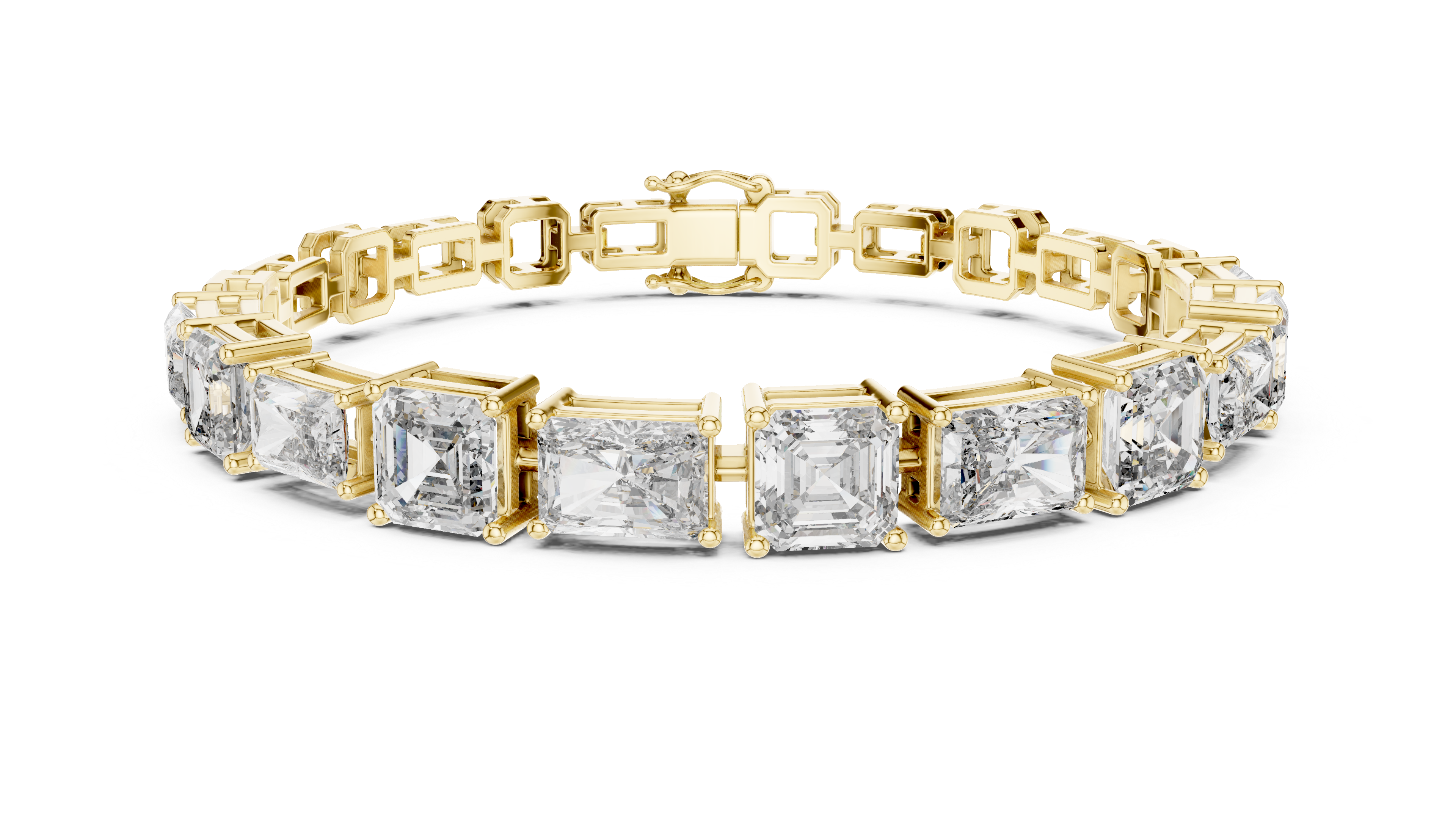 Bracelet with Assorted Emerald and Radiant Cut Diamonds.