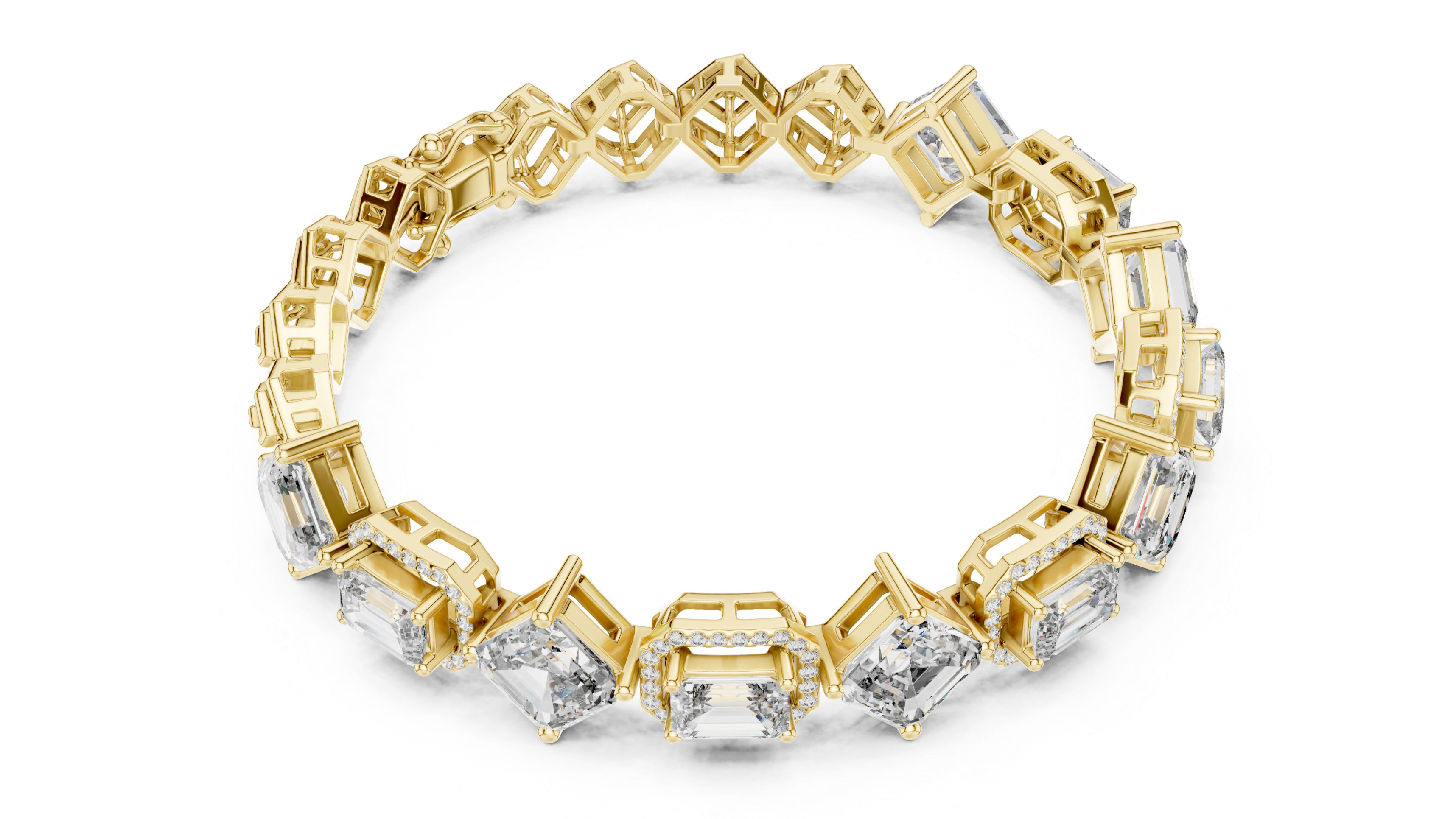 Geometric Rose Gold and Diamond Bracelet