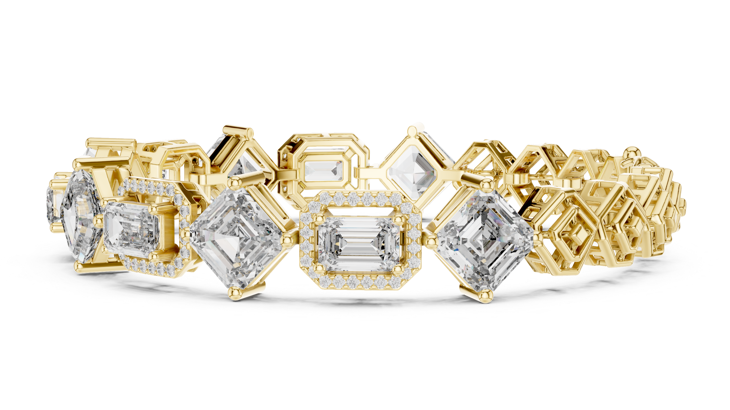 Geometric Rose Gold and Diamond Bracelet