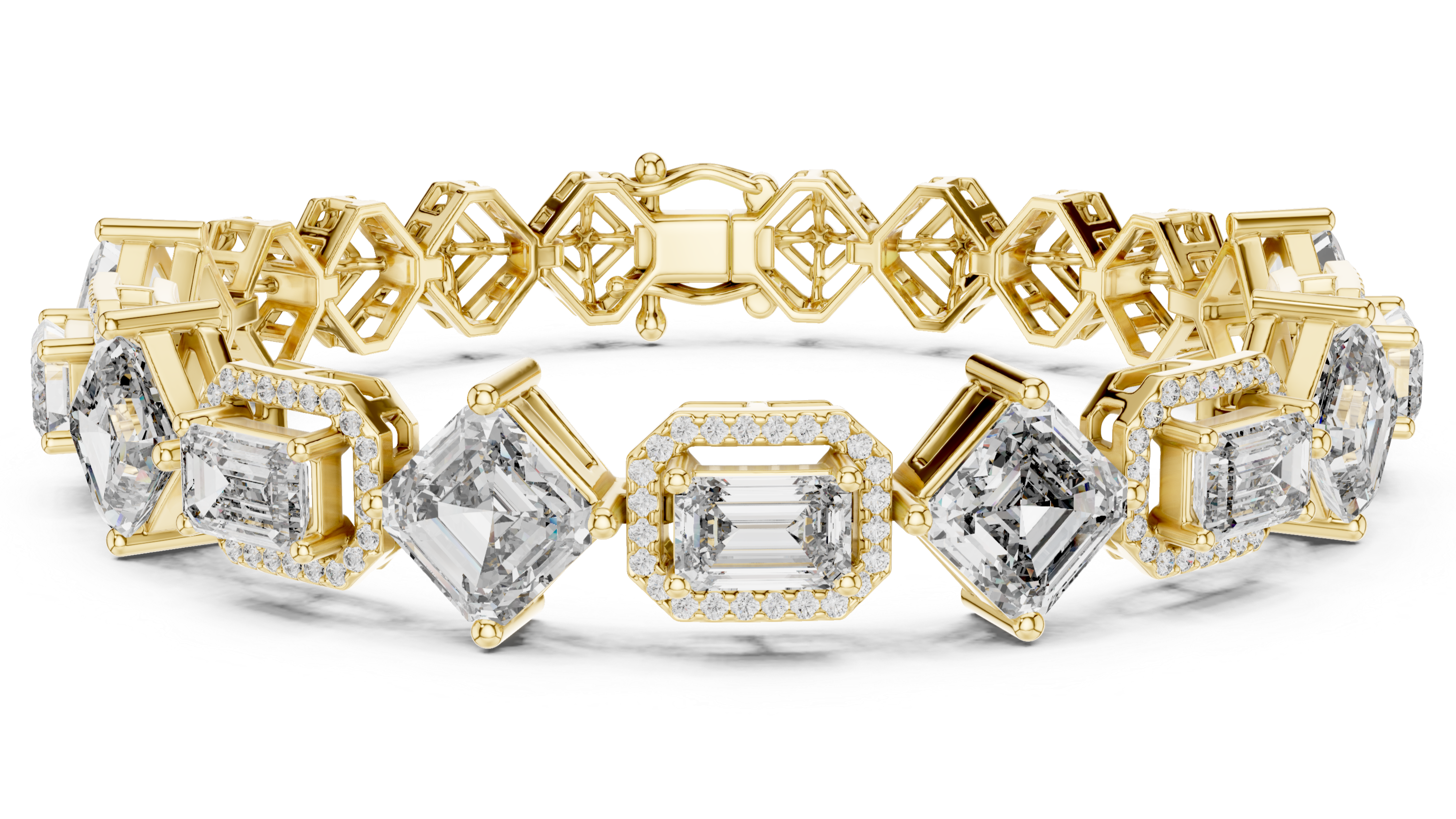 Geometric Rose Gold and Diamond Bracelet