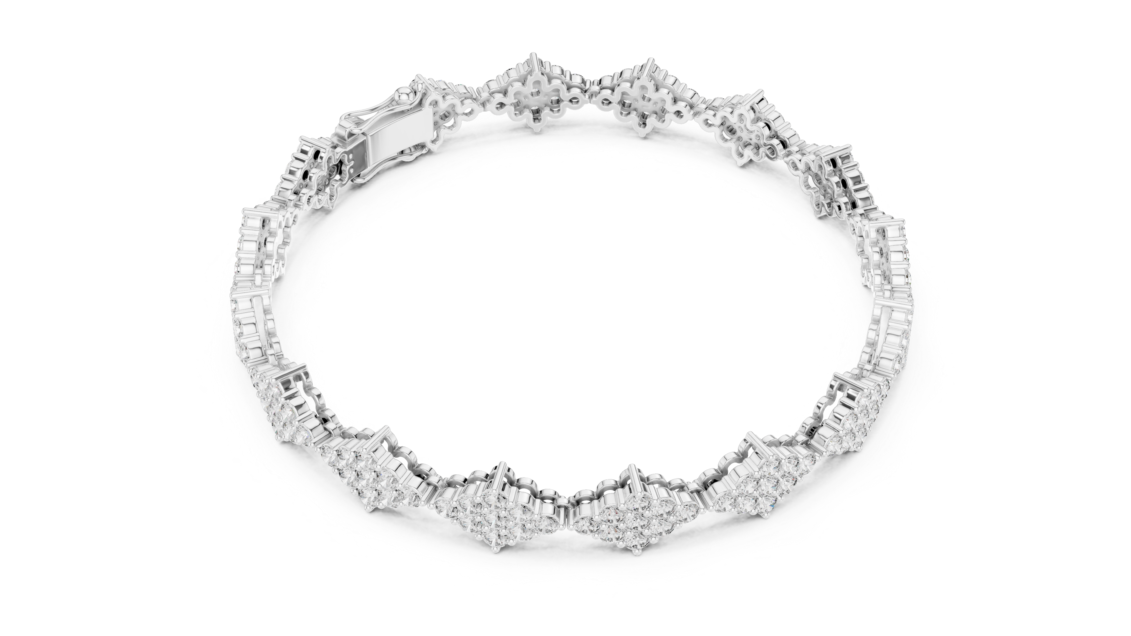 Diamond Cluster Lattice Bracelet