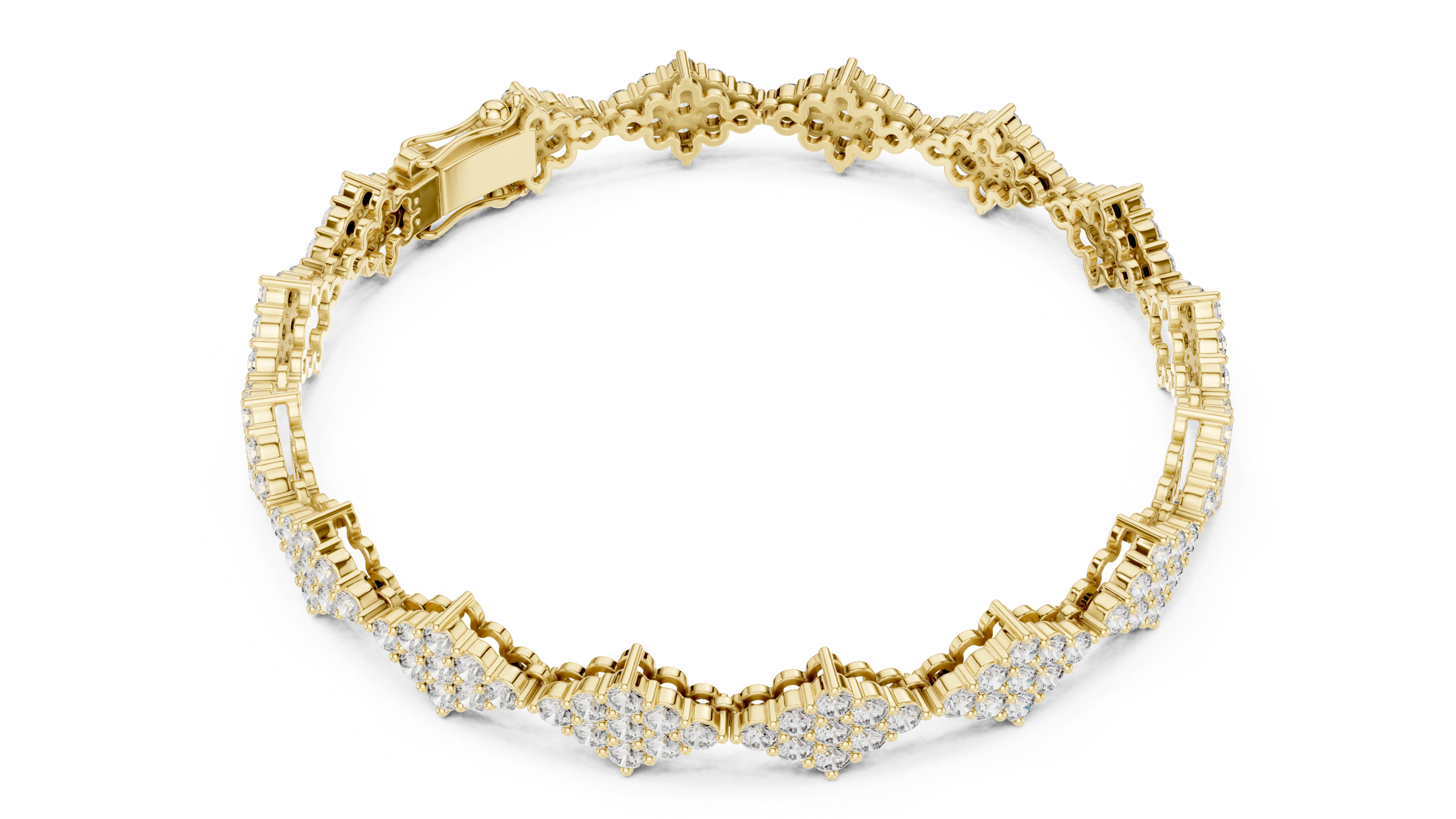 Diamond Cluster Lattice Bracelet