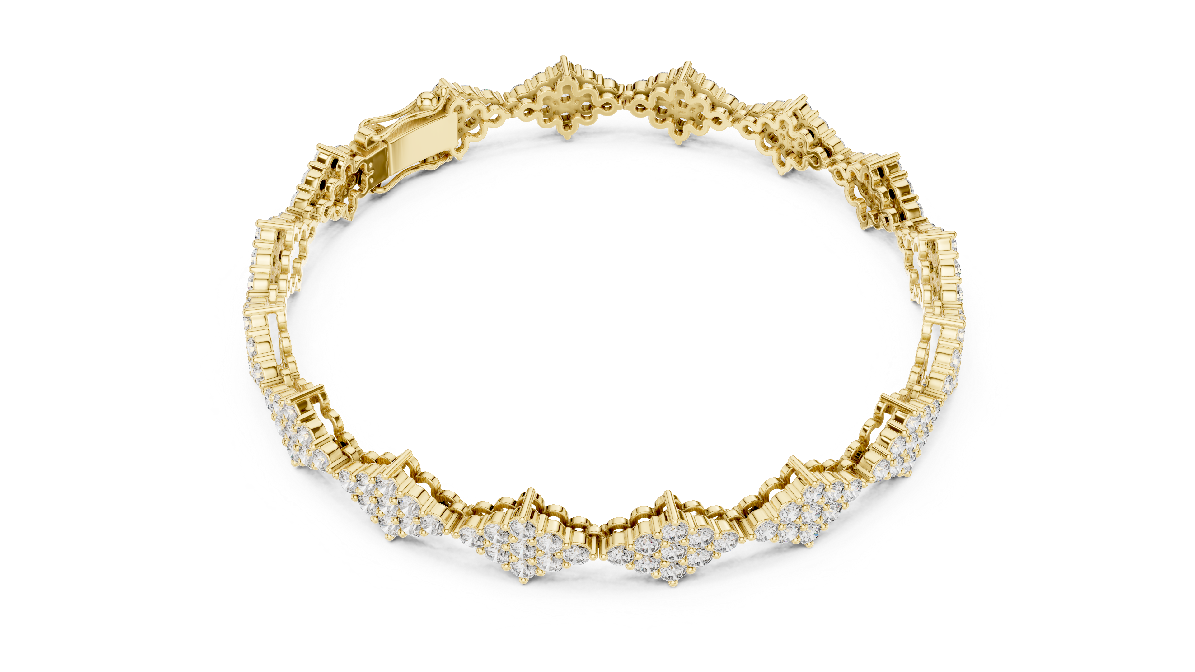Diamond Cluster Lattice Bracelet