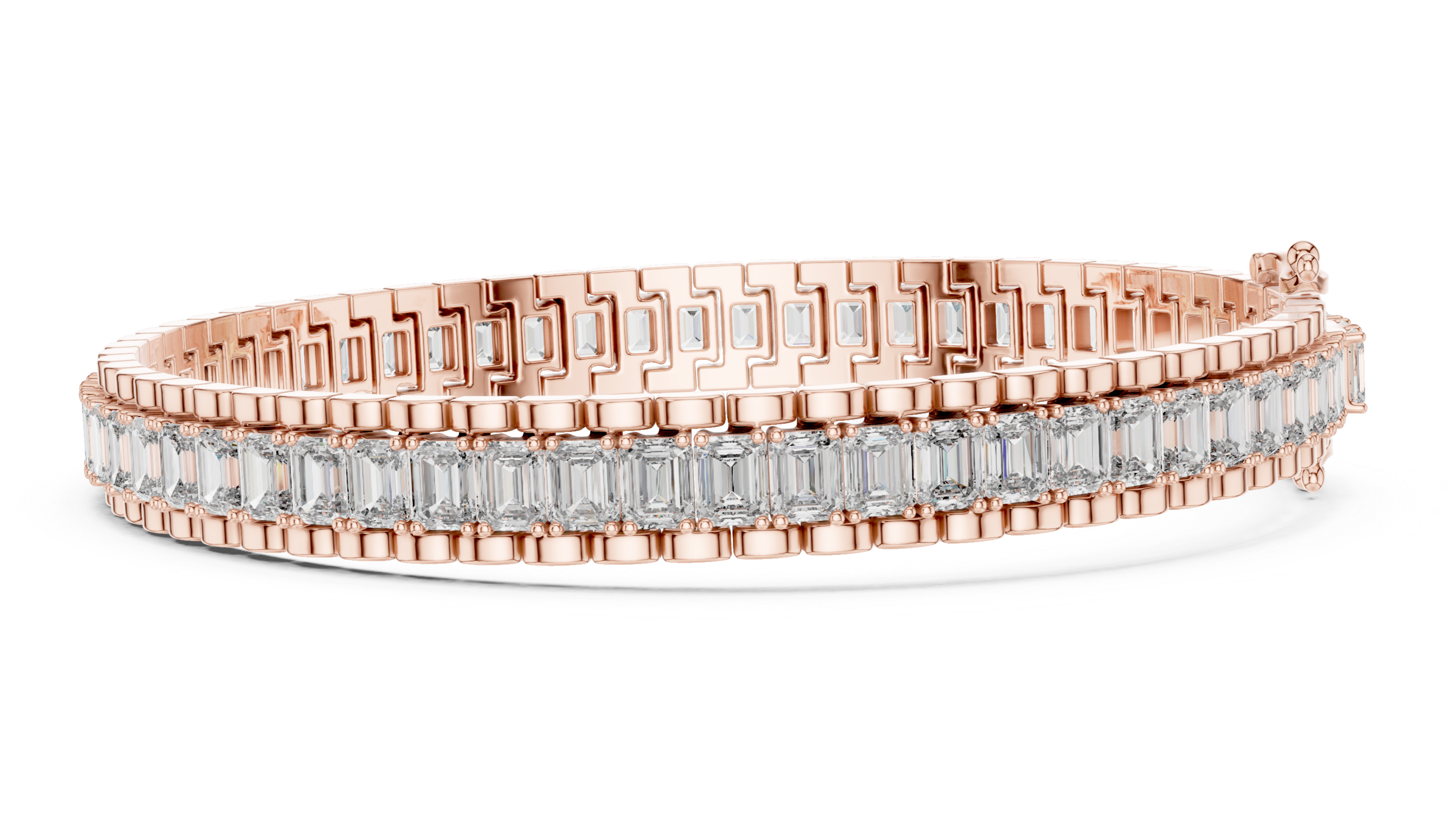 Classic Rose Gold Emerald-Cut Diamond Bracelet