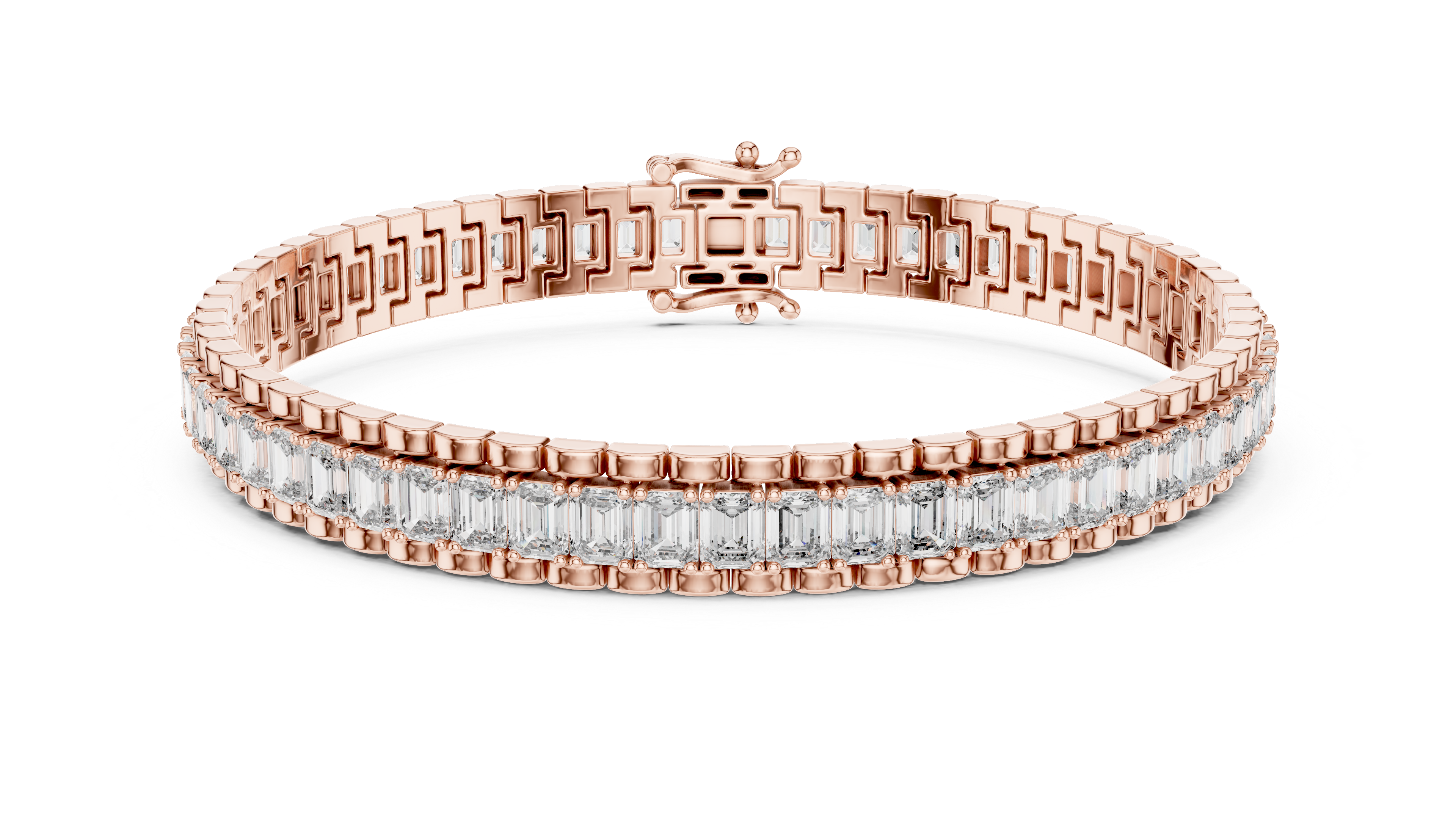Classic Rose Gold Emerald-Cut Diamond Bracelet