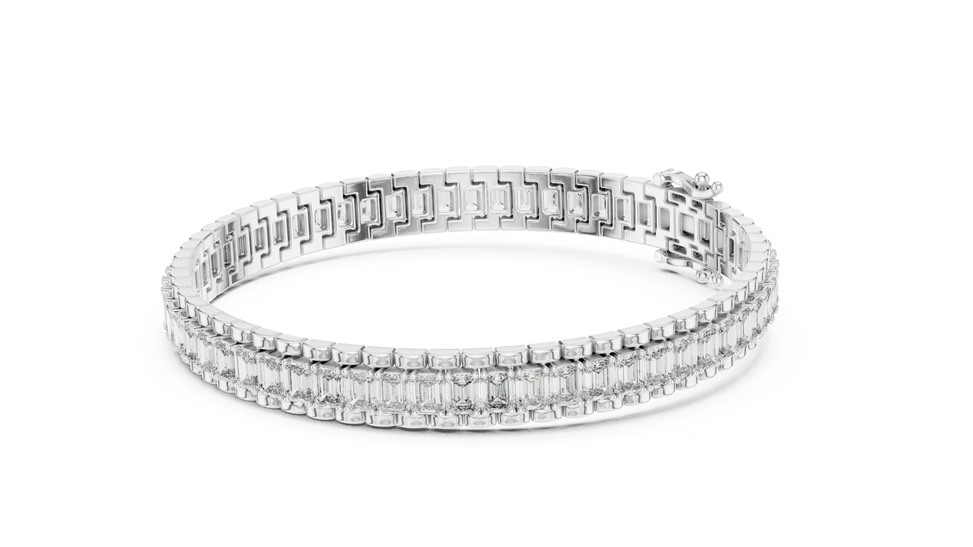 Classic Rose Gold Emerald-Cut Diamond Bracelet