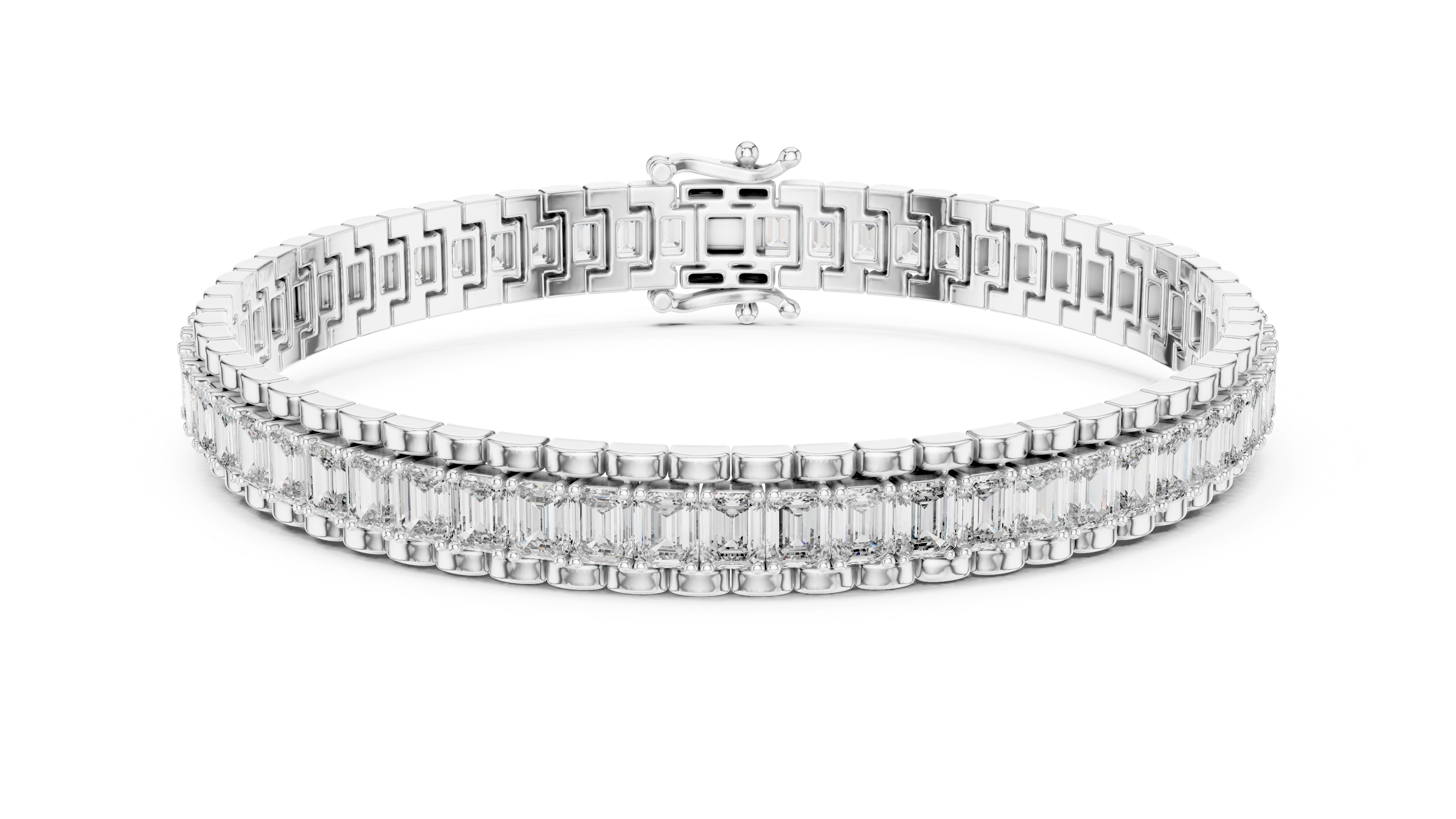 Classic Rose Gold Emerald-Cut Diamond Bracelet