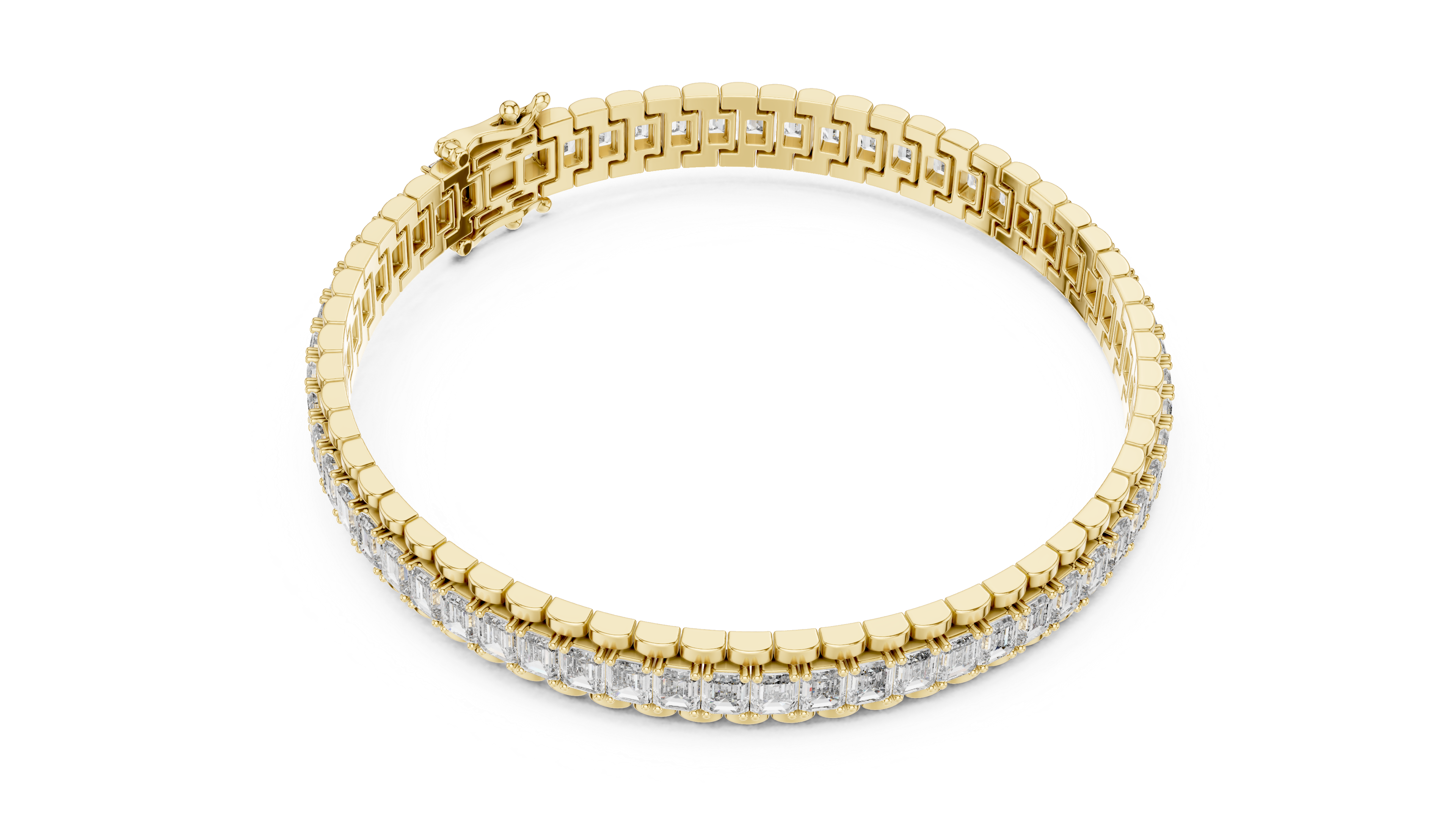 Classic Rose Gold Emerald-Cut Diamond Bracelet