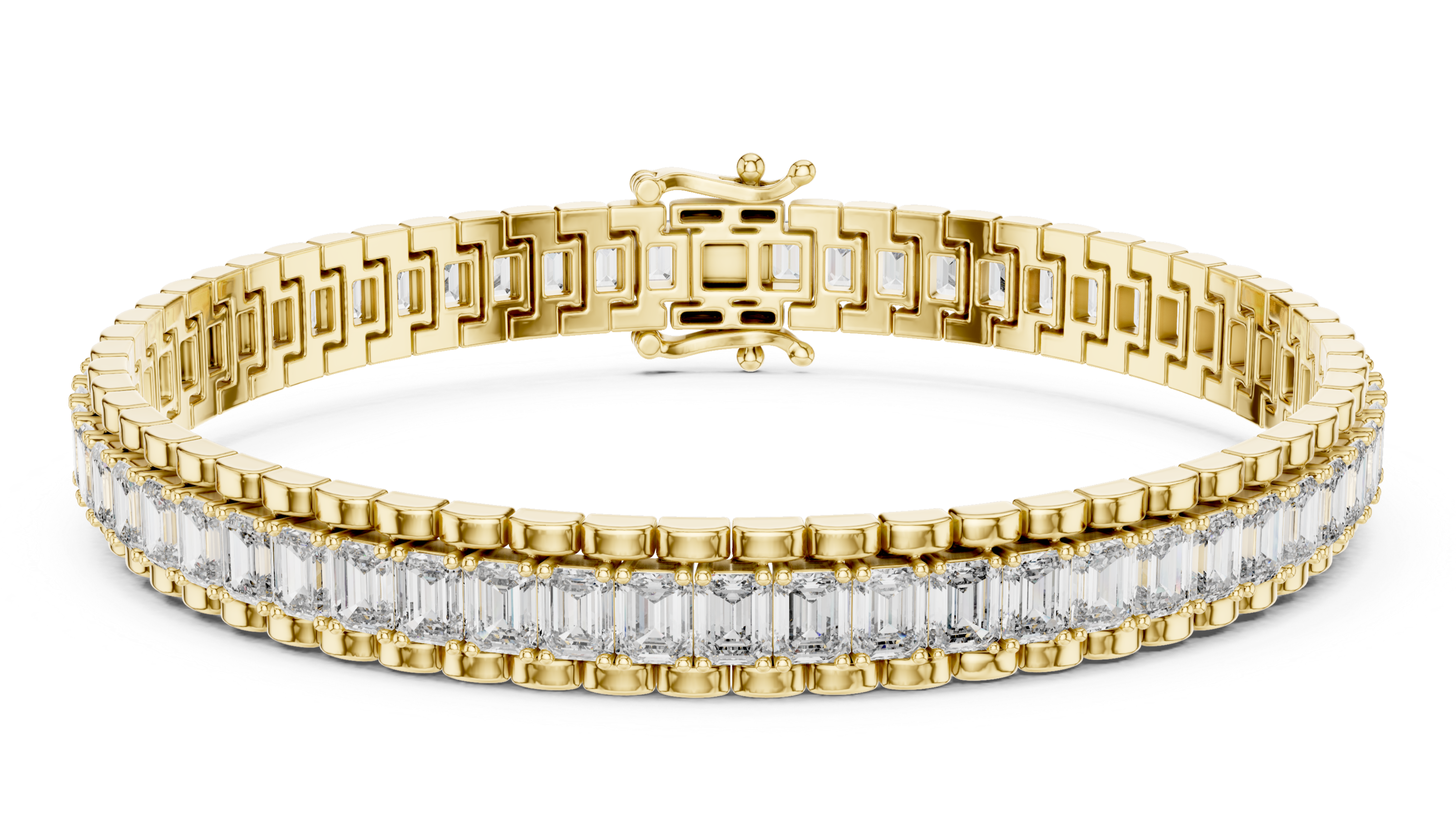 Classic Rose Gold Emerald-Cut Diamond Bracelet