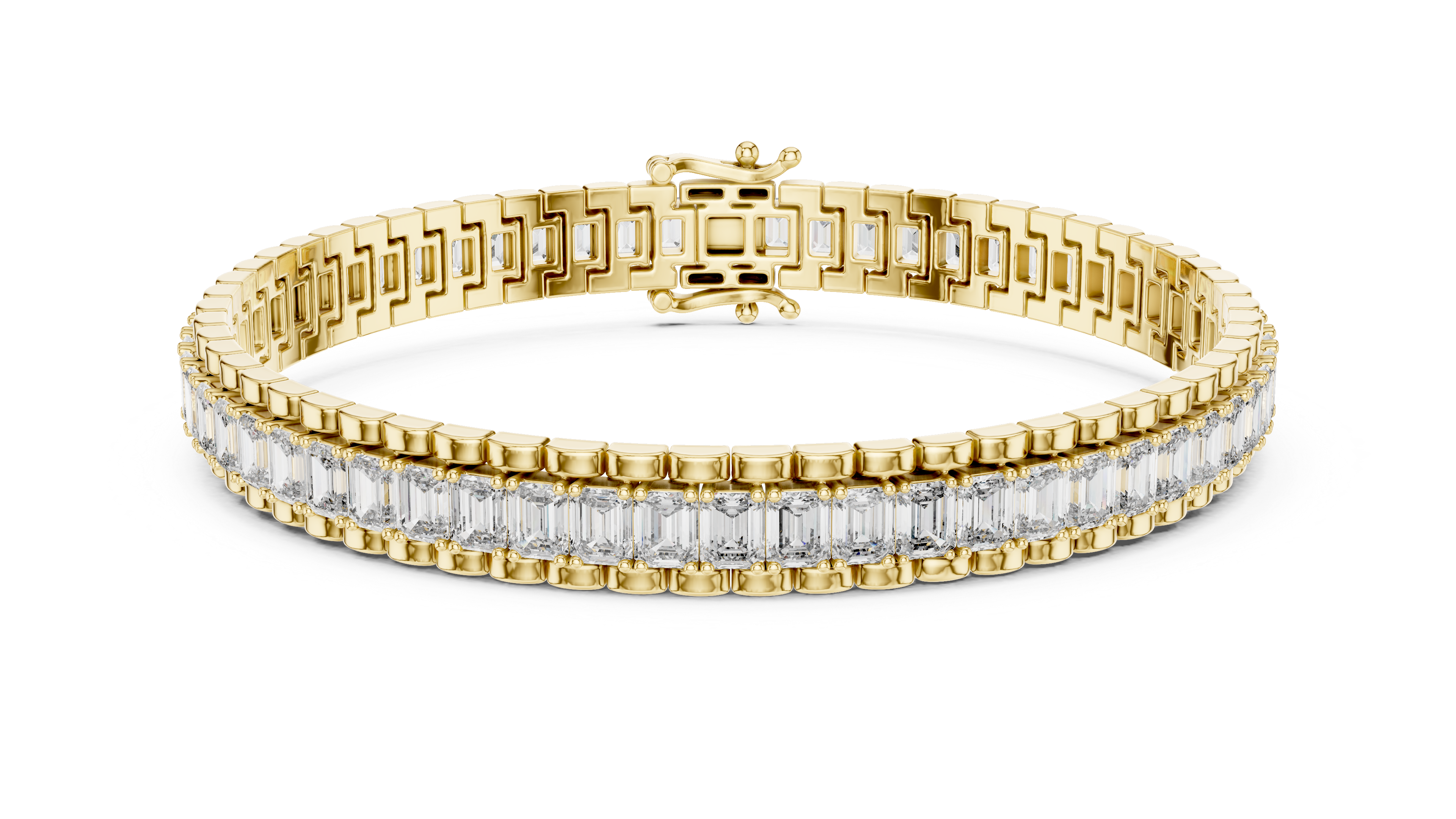 Classic Rose Gold Emerald-Cut Diamond Bracelet