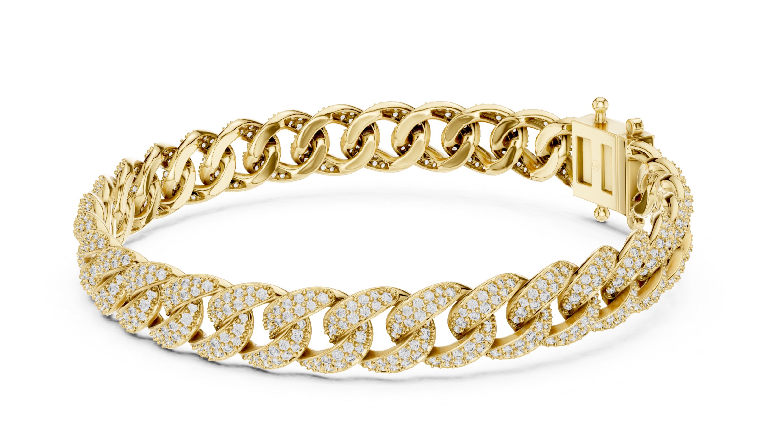 Gold and Diamond Cuban Link Bracelet