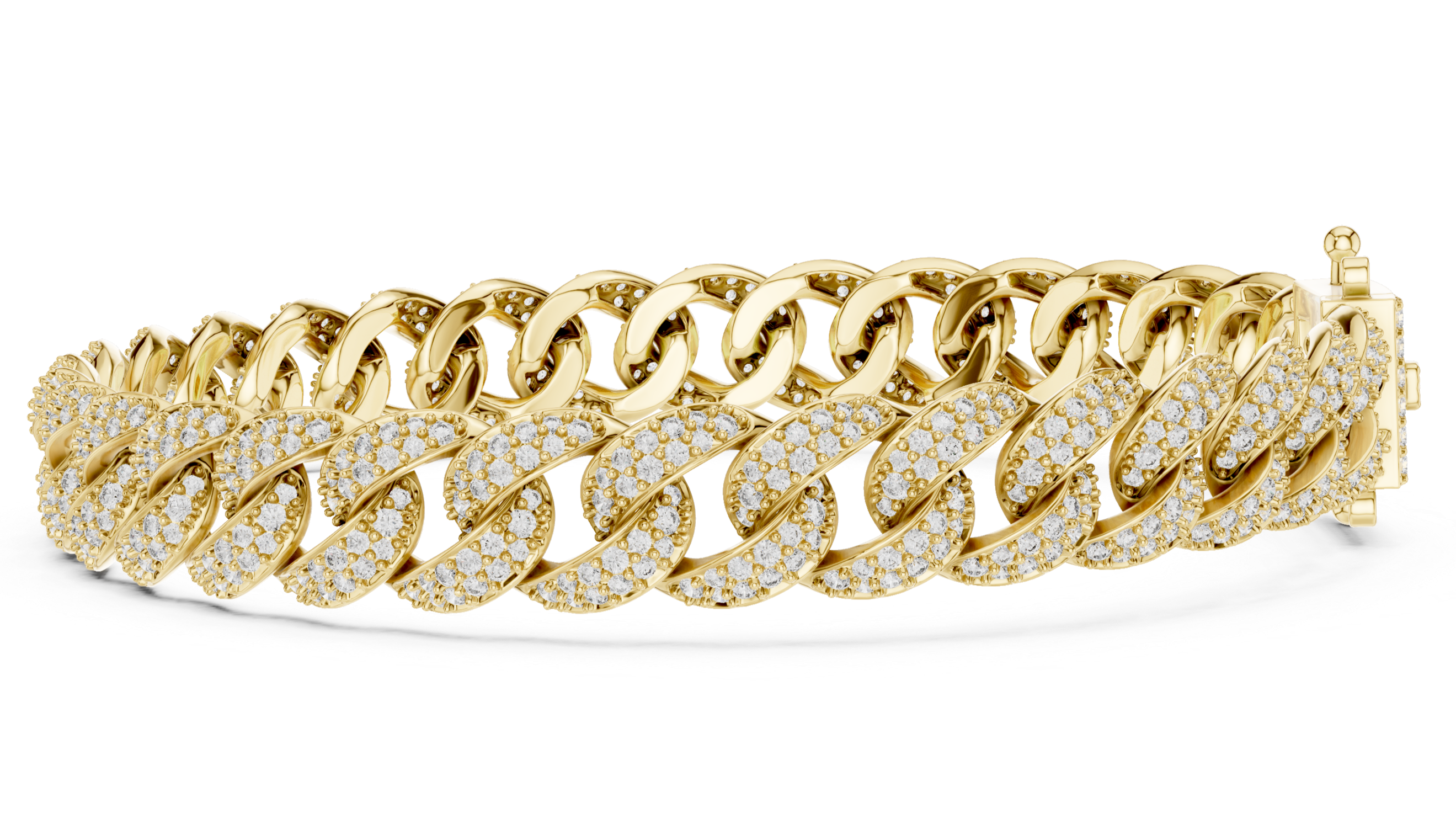 Gold and Diamond Cuban Link Bracelet